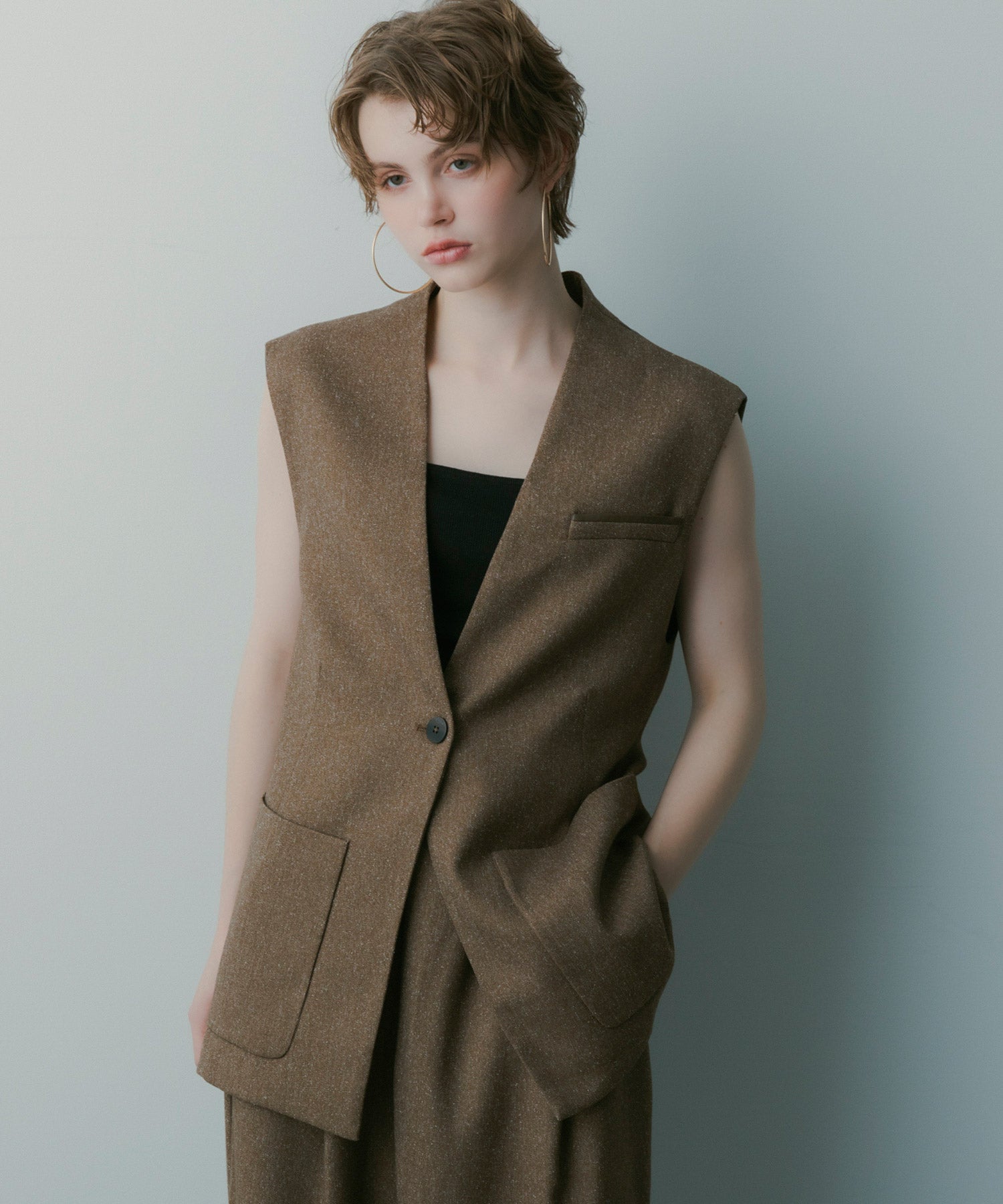 オーバーサイズ スウィッチングジレ