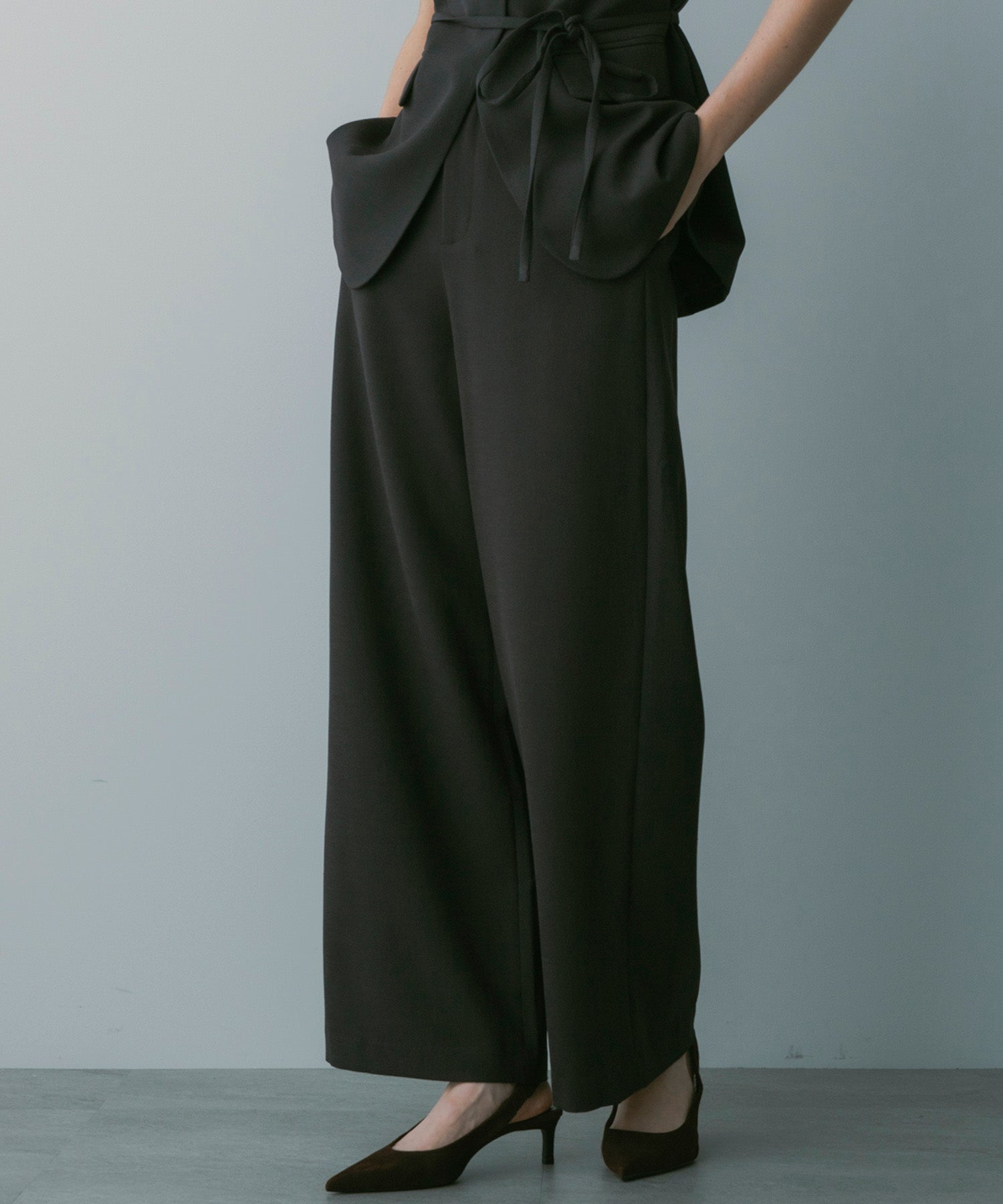 【3月中旬お届け予約商品】ハイウエスト ワイドスラックス