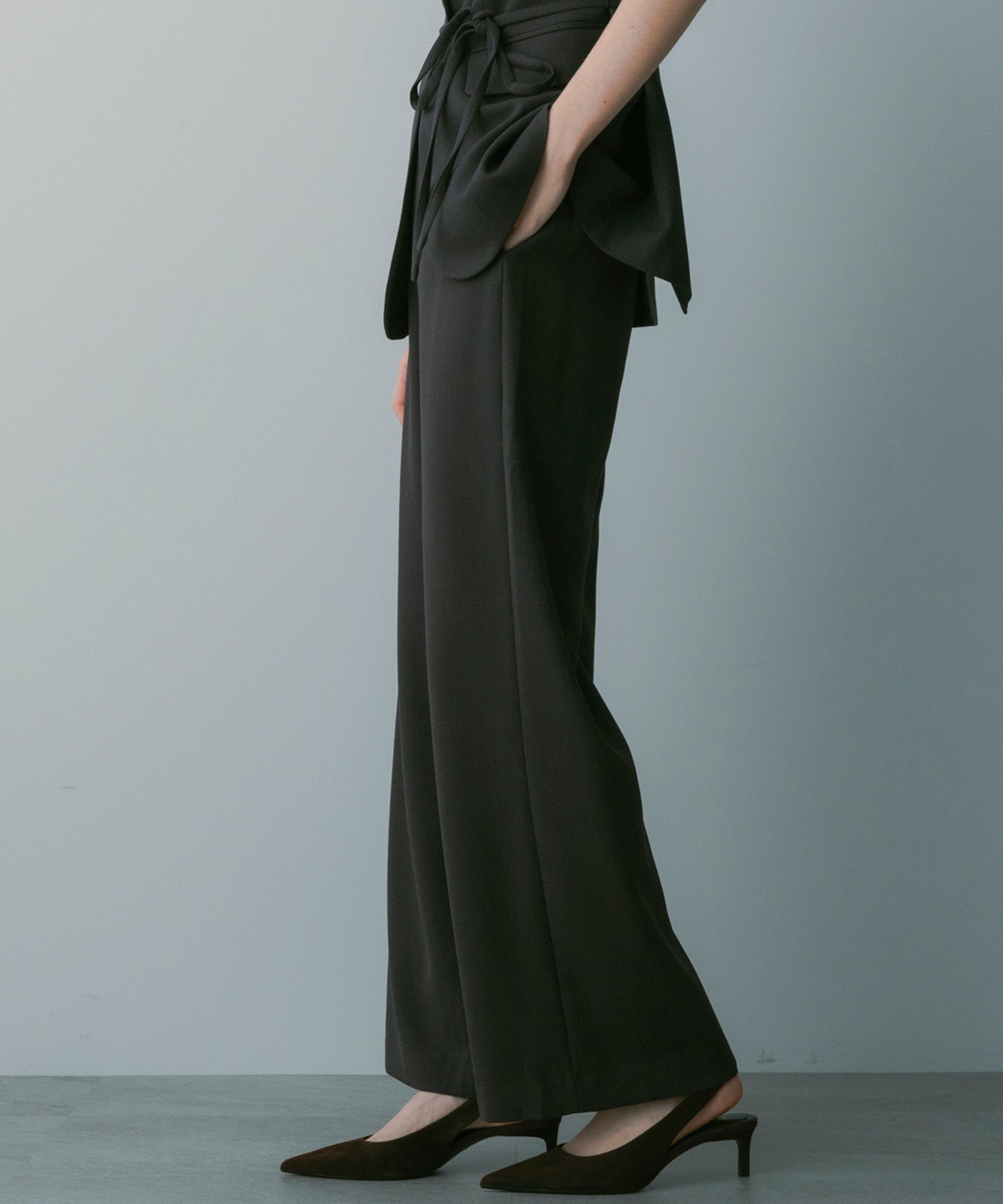 【3月中旬お届け予約商品】ハイウエスト ワイドスラックス