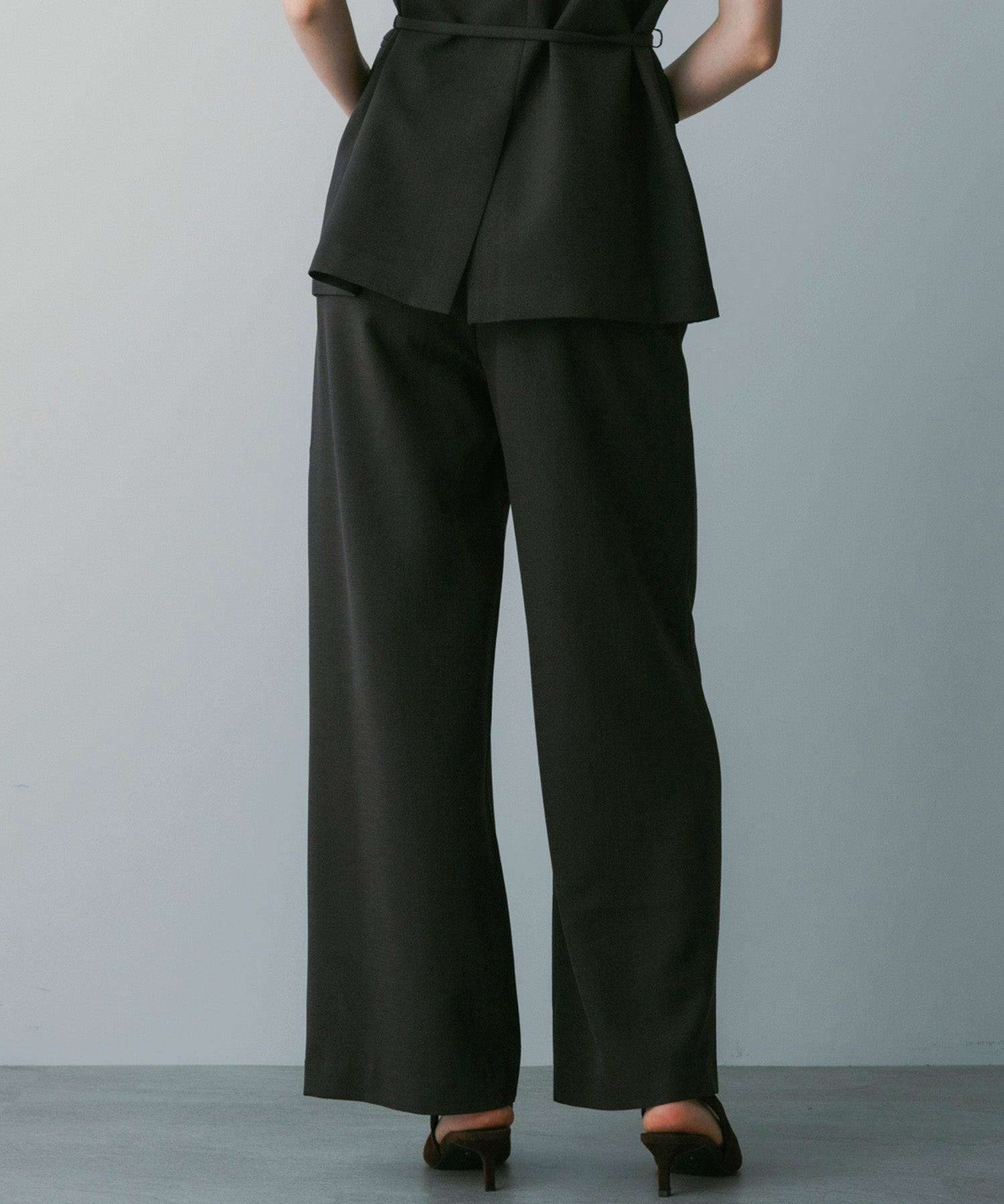 【3月中旬お届け予約商品】ハイウエスト ワイドスラックス