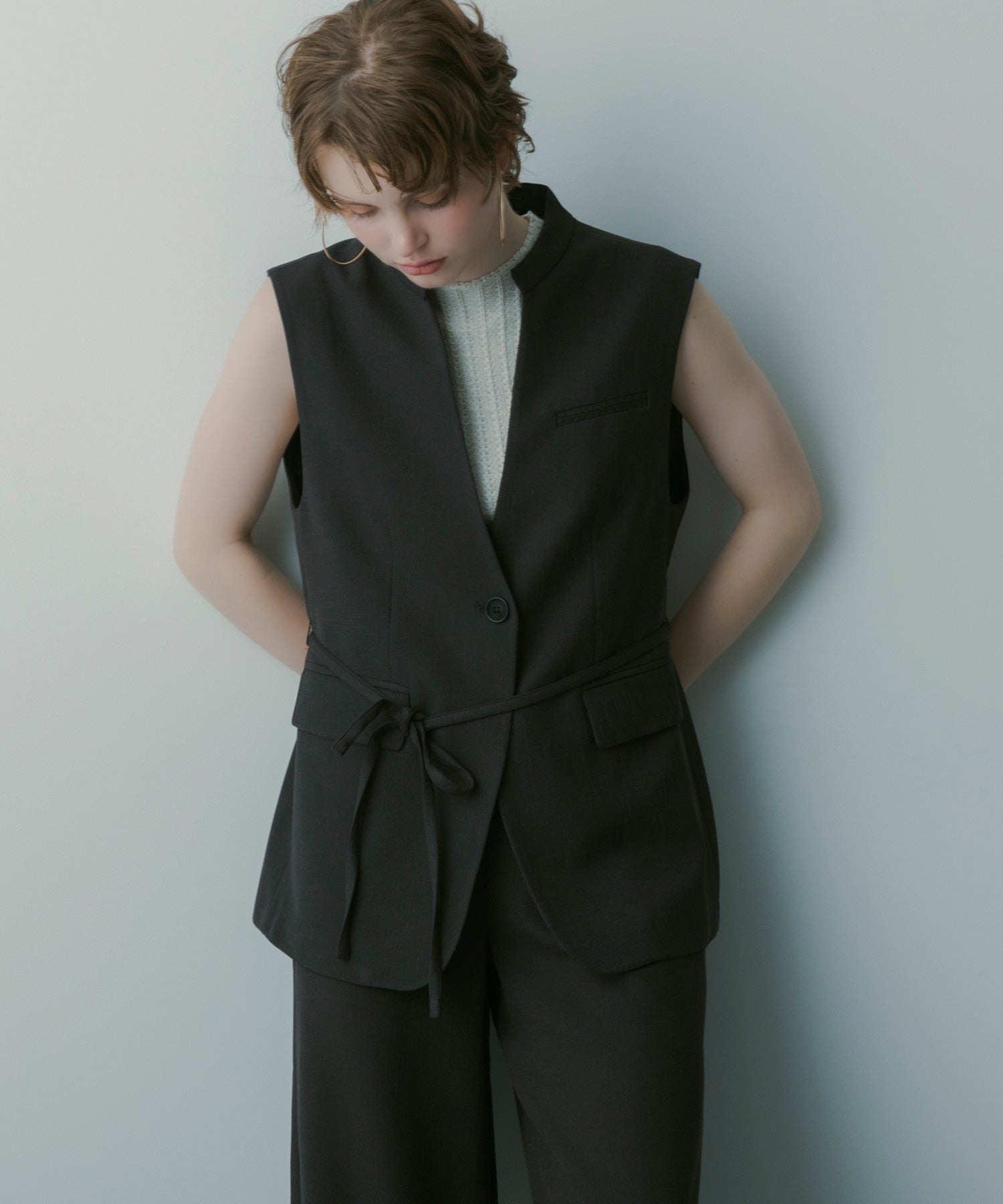 【3月中旬お届け予約商品】スタンドカラー ジレ