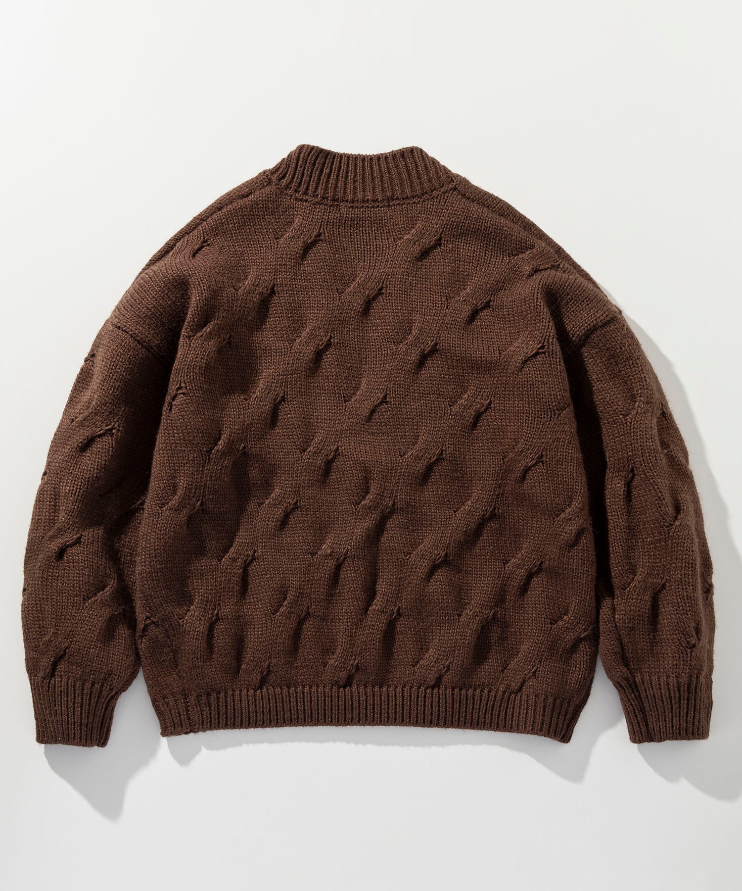 【12月上旬お届け予約商品】ケーブル透かし編み Vネックカーディガン