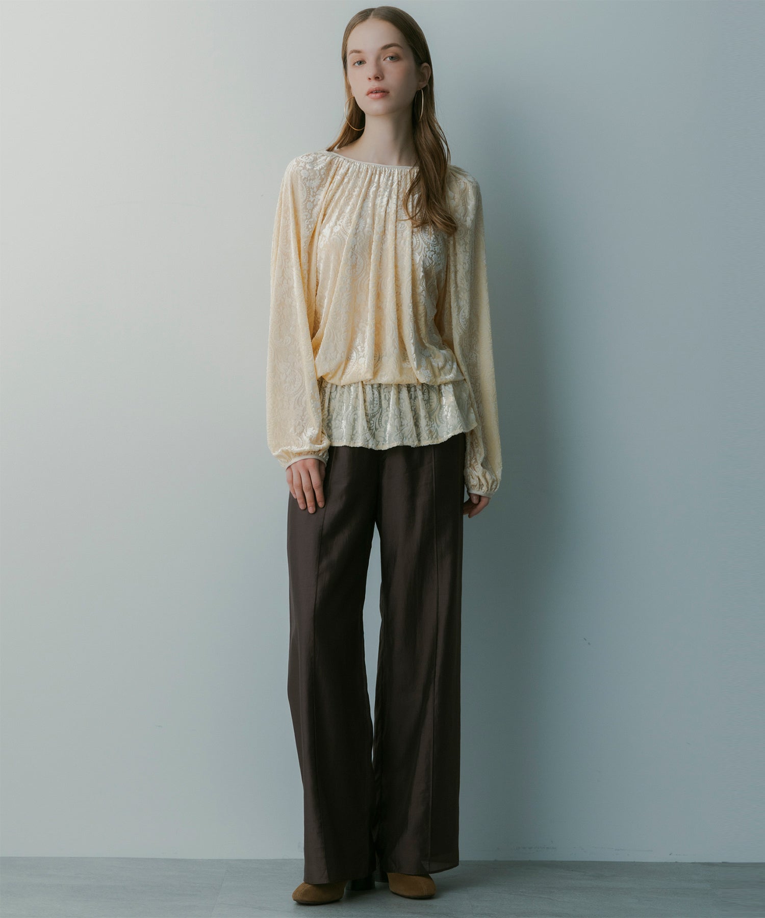 【3月中旬お届け予約商品】リラクシーワイドサテンパンツ