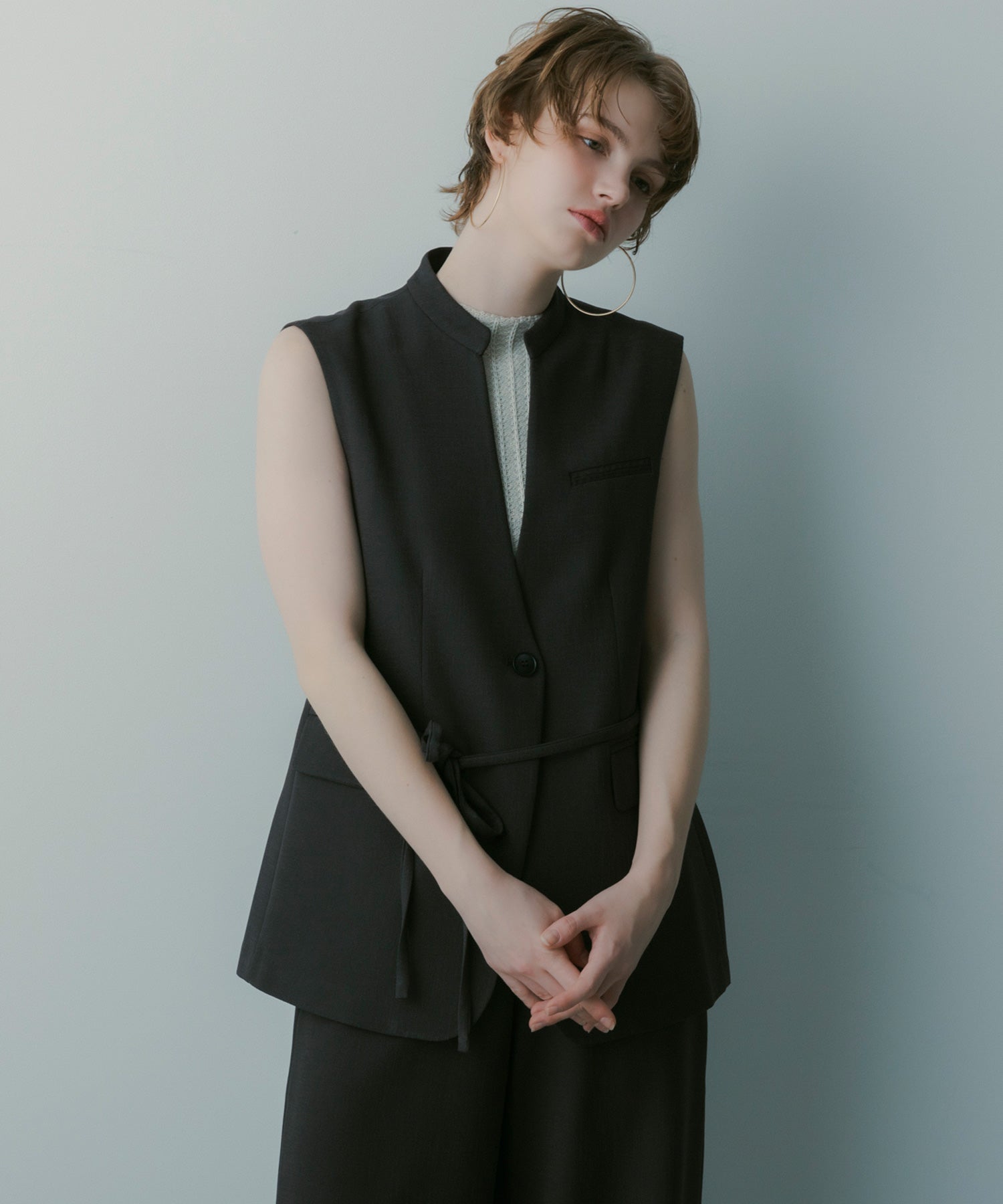 【3月中旬お届け予約商品】スタンドカラー ジレ