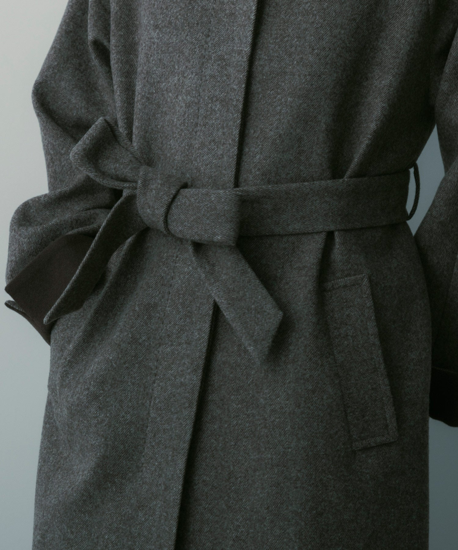 【12月中旬お届け予約商品】ヘリンボーンウールロングコート