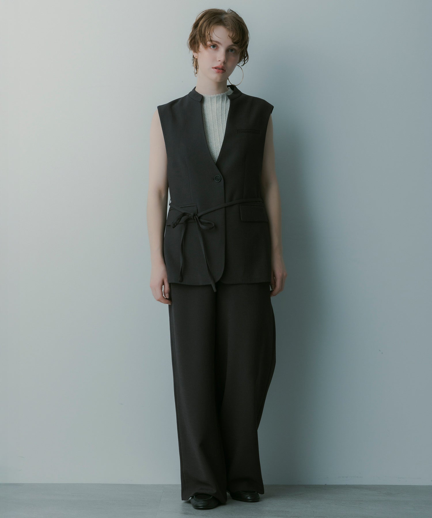 【3月中旬お届け予約商品】スタンドカラー ジレ