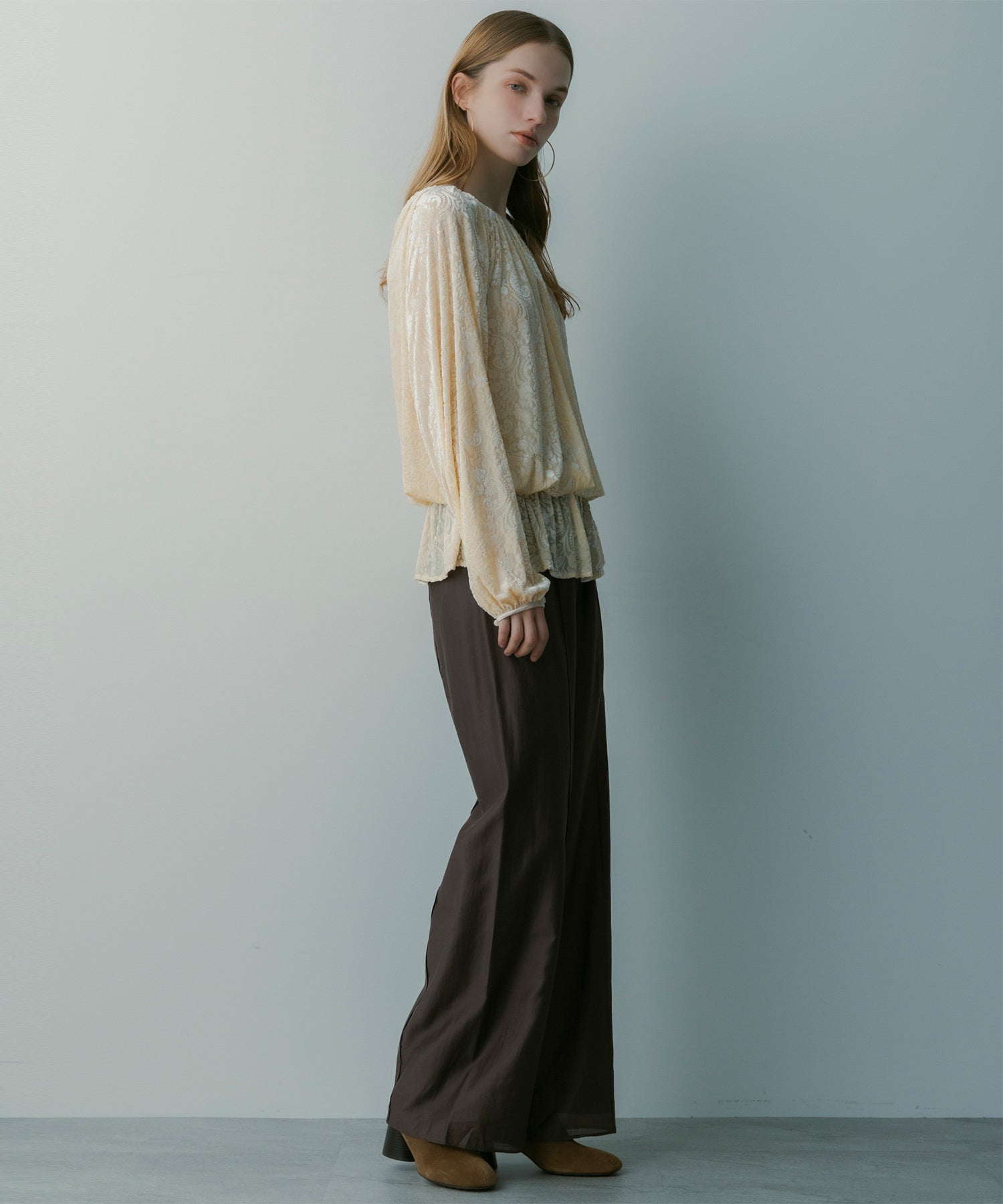 【3月中旬お届け予約商品】リラクシーワイドサテンパンツ