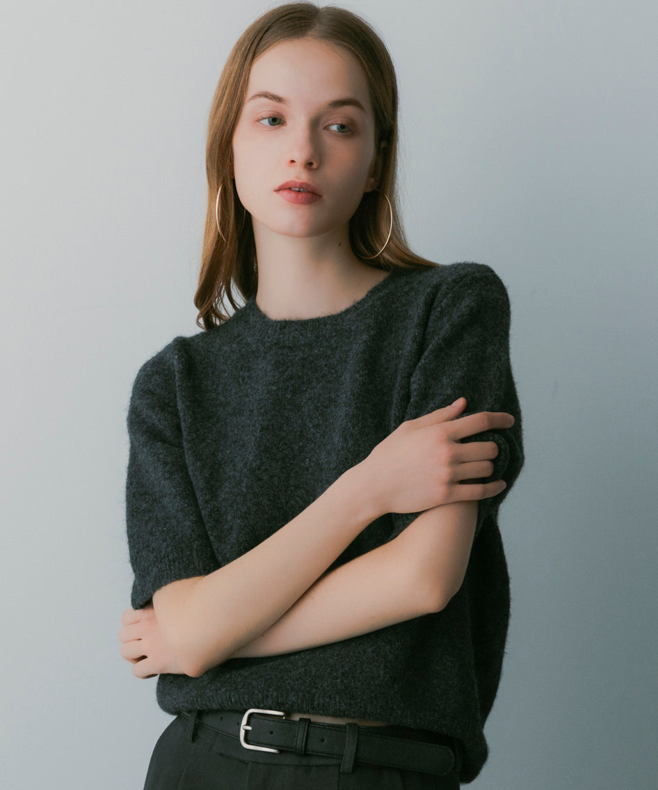 ウールブレンド ショートスリーブニット