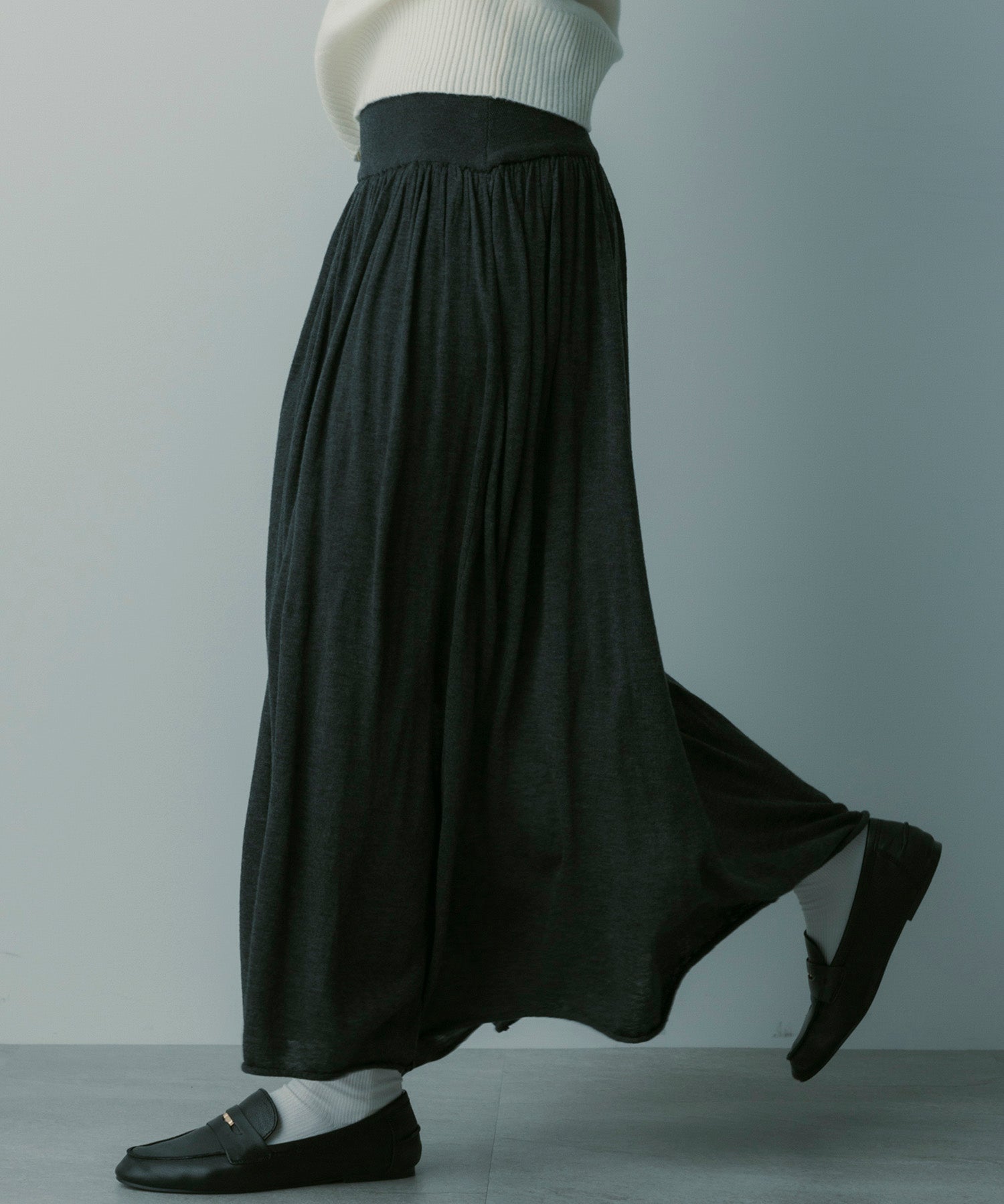 ウールブレンド ギャザースカート