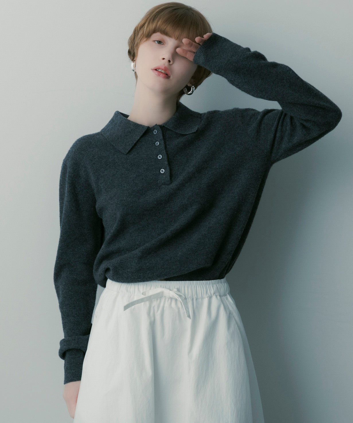 ウールポロカラーニット
