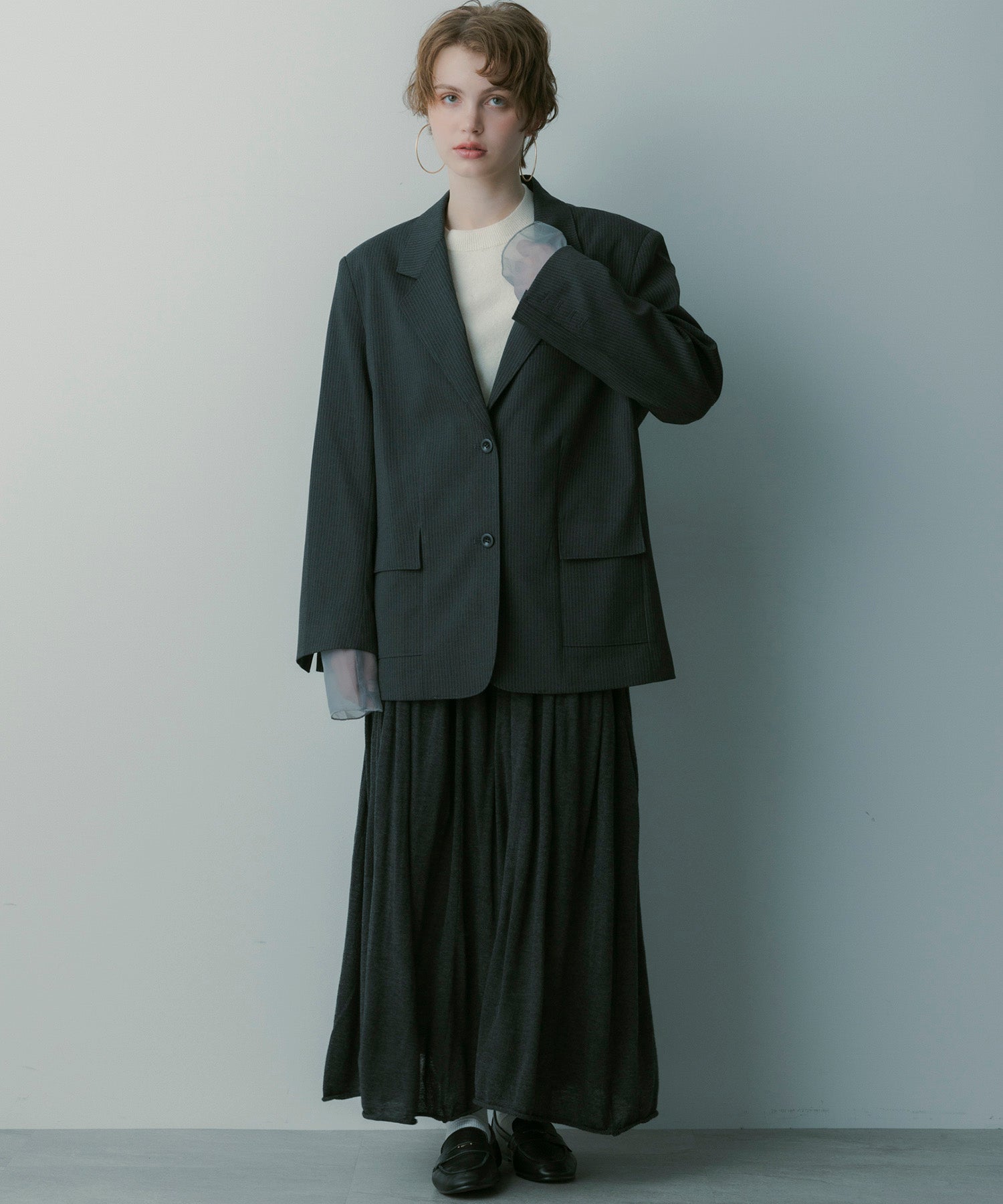 ウールブレンド ギャザースカート