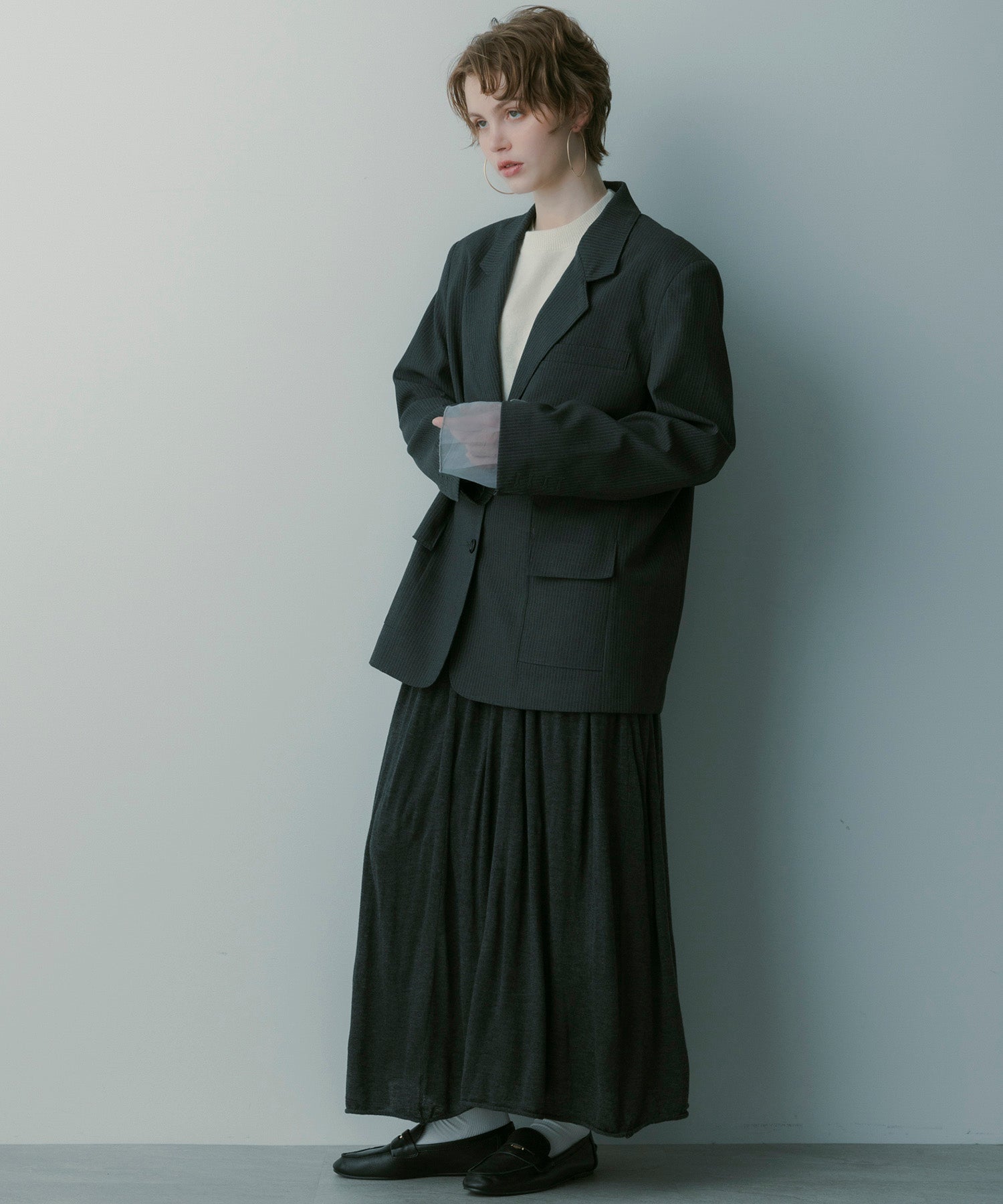 ウールブレンド ギャザースカート