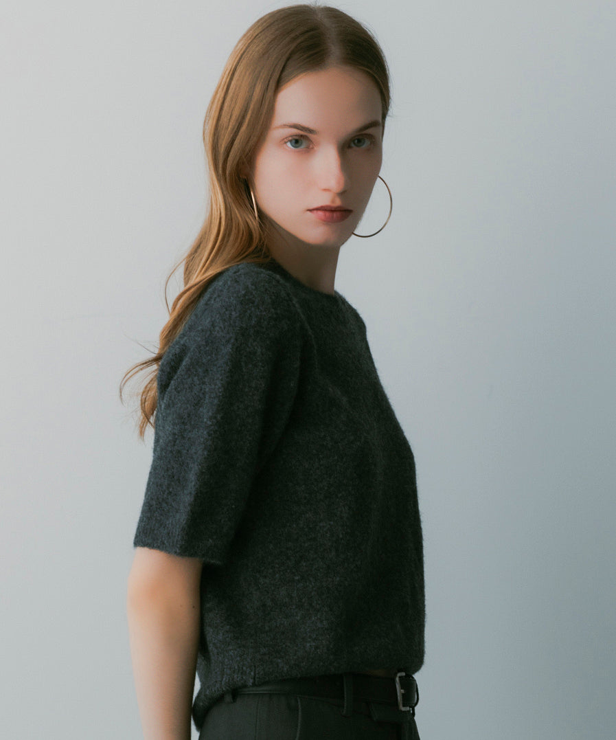 ウールブレンド ショートスリーブニット