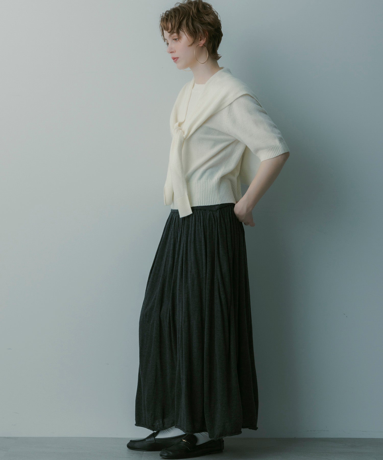 ウールブレンド ギャザースカート
