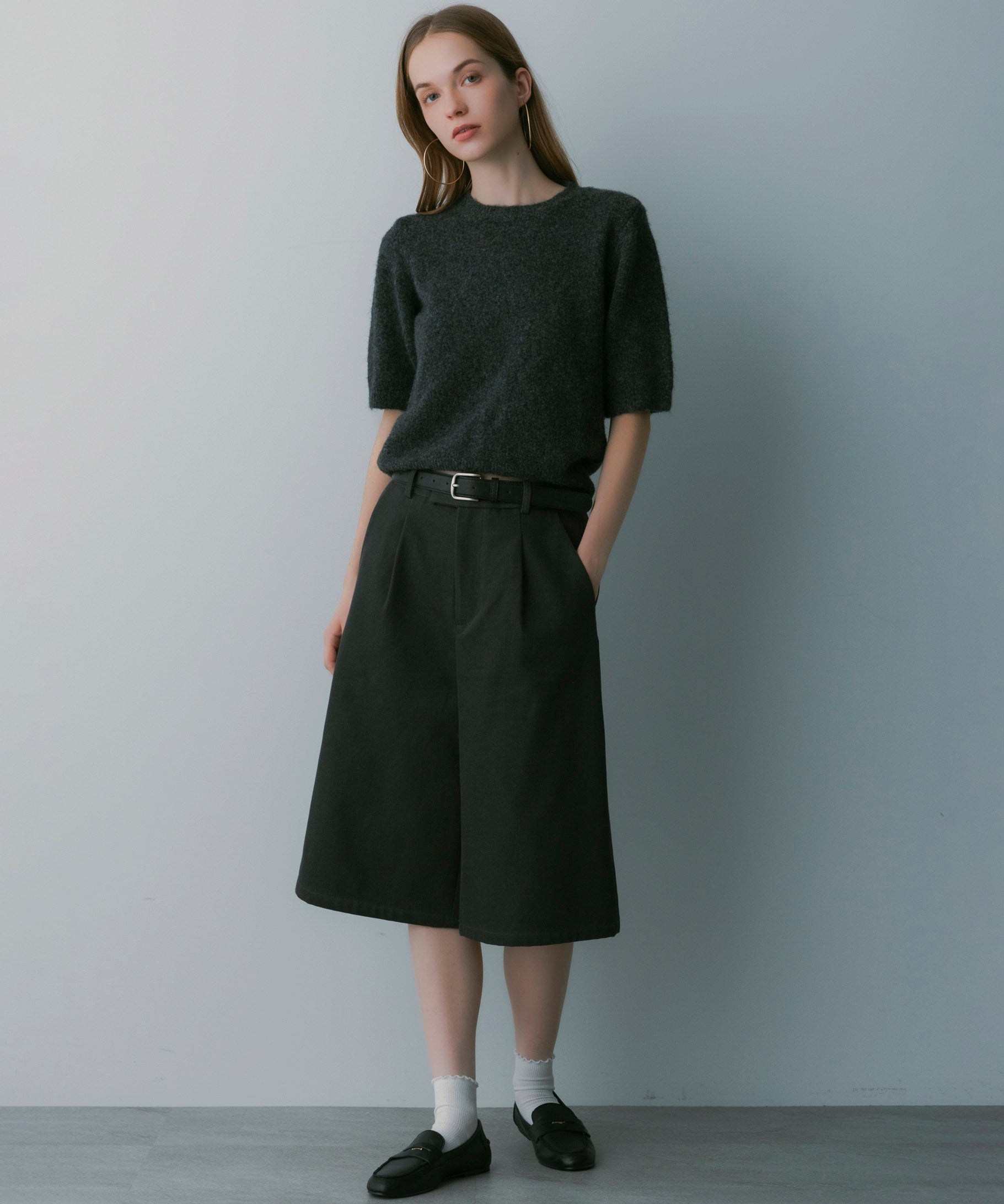 ウールブレンド ショートスリーブニット