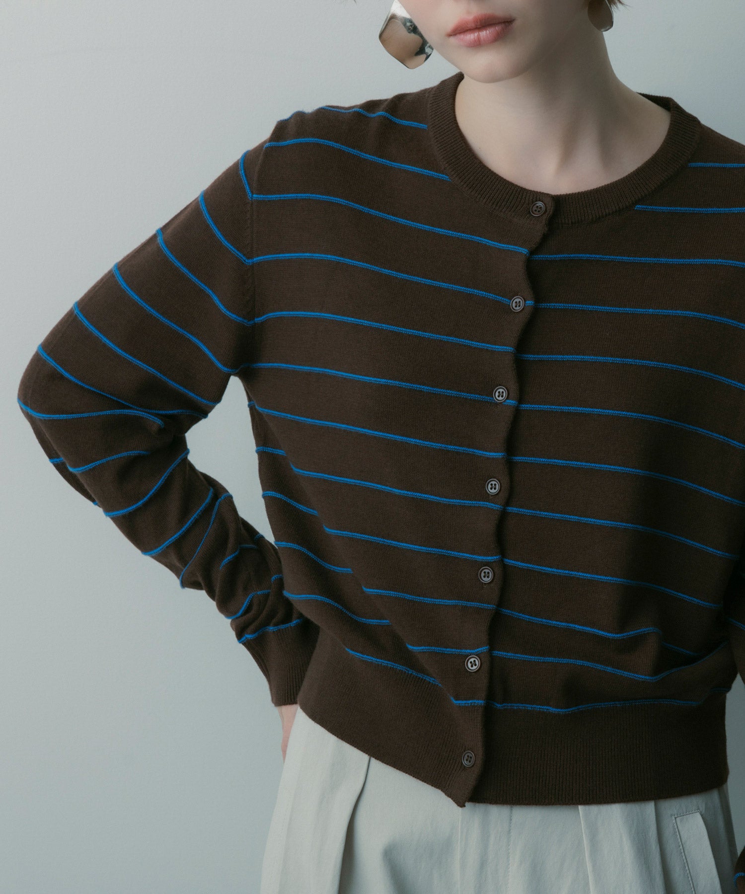 ボーダーニットカーディガン