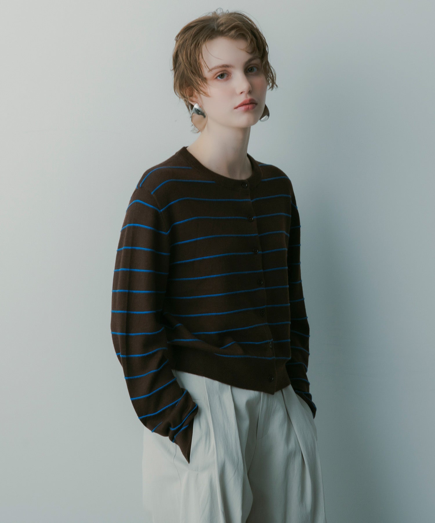 ボーダーニットカーディガン