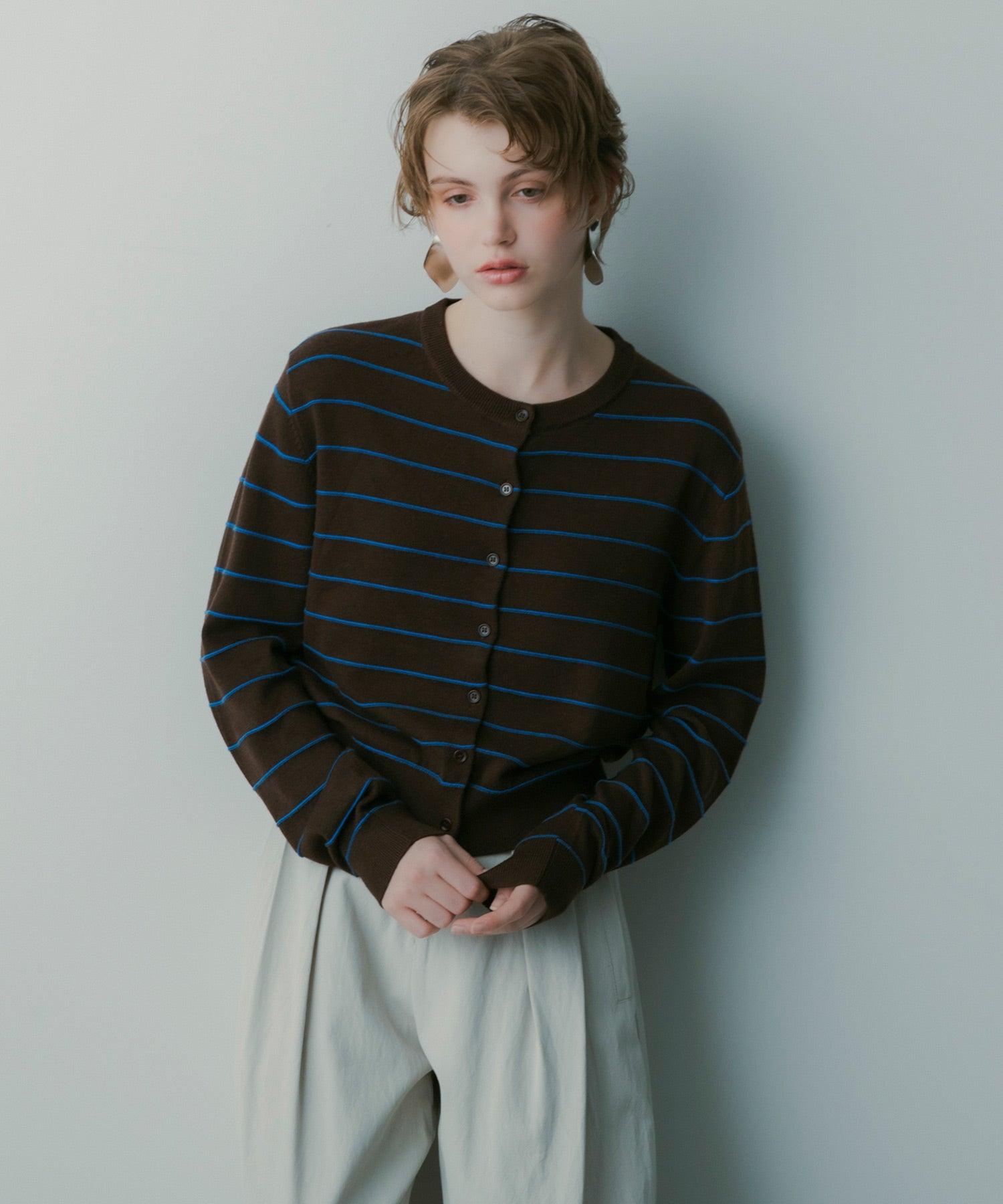 ボーダーニットカーディガン