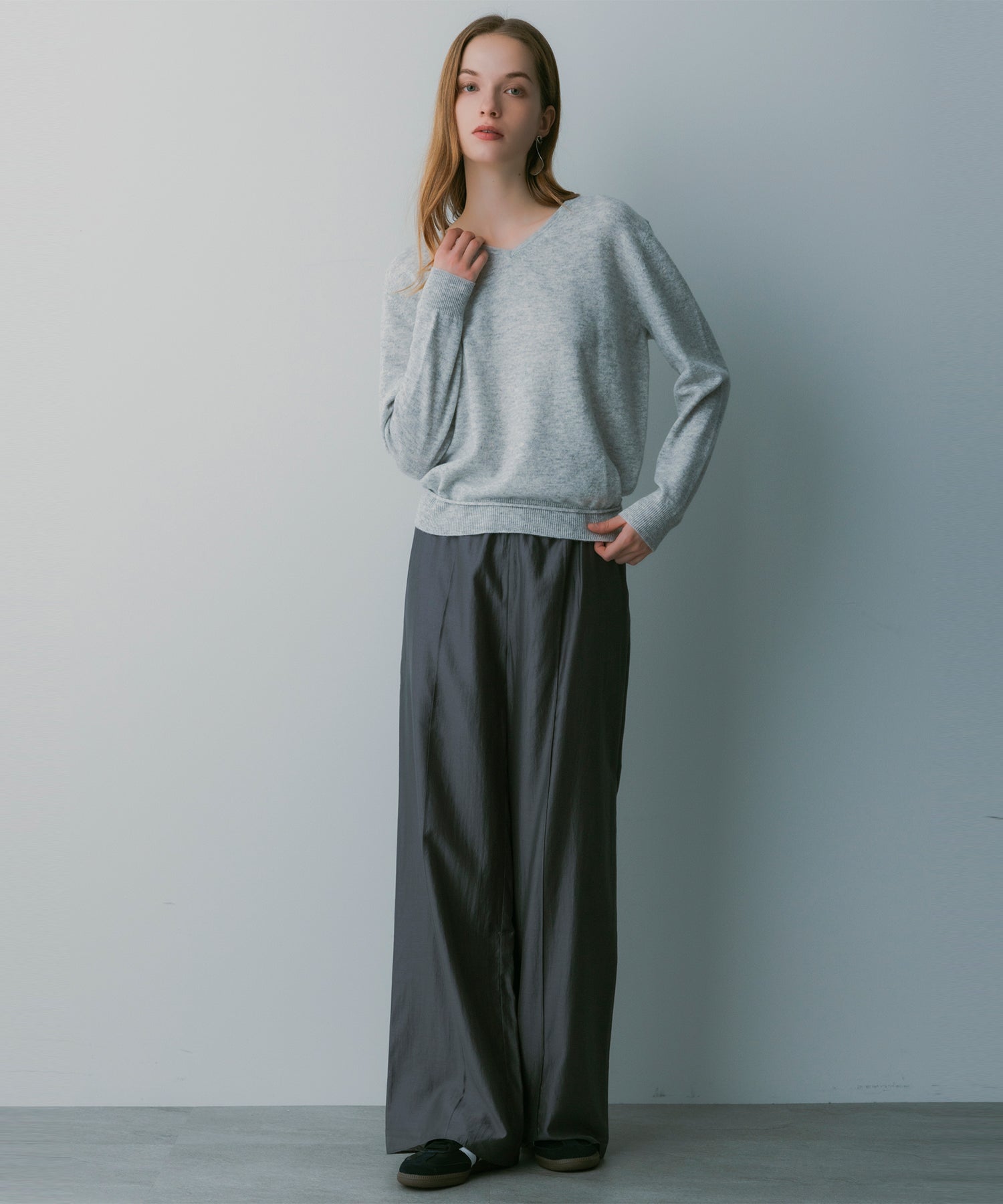 【3月中旬お届け予約商品】リラクシーワイドサテンパンツ
