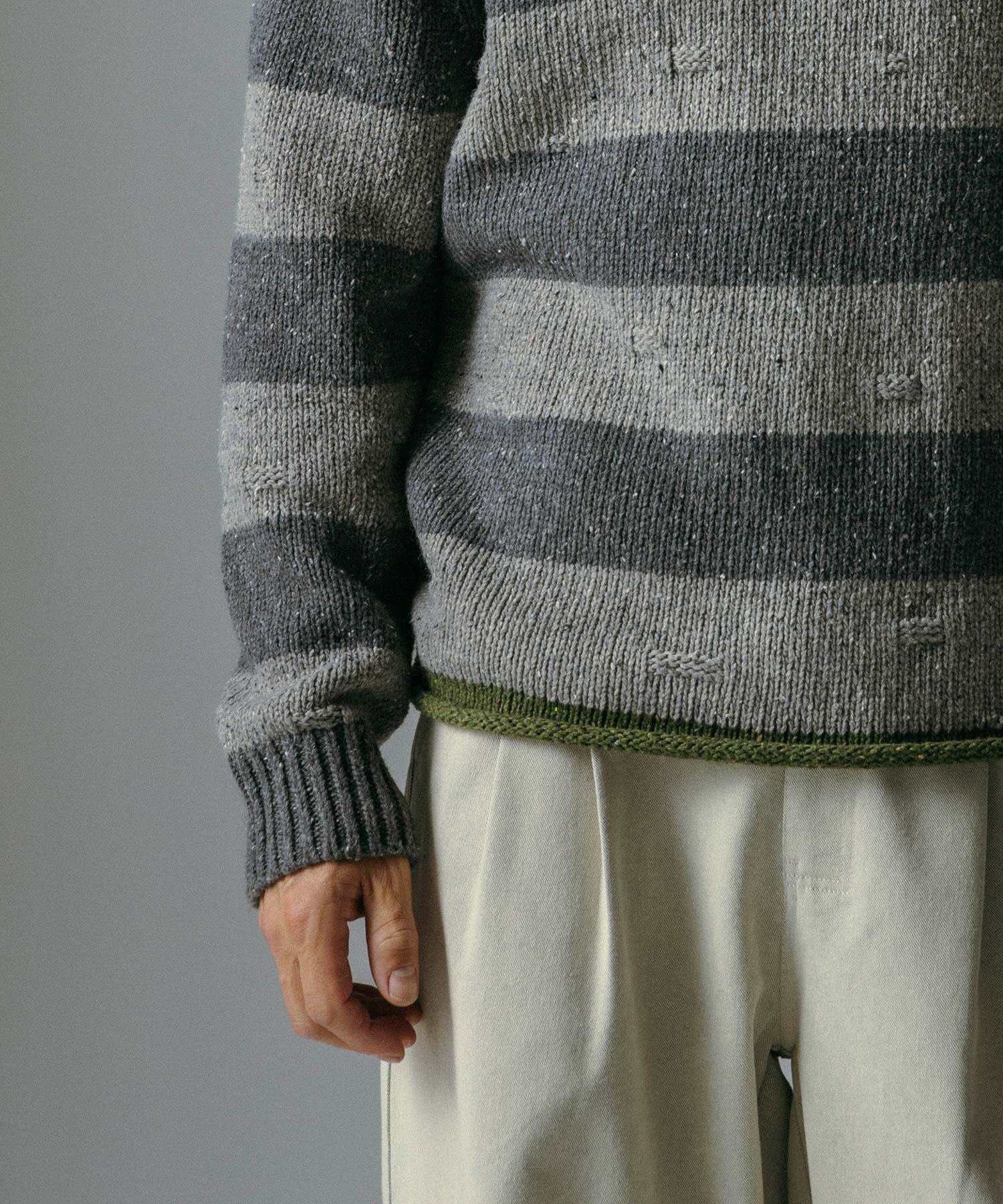 ソフトタッチ クルーネックボーダーニット