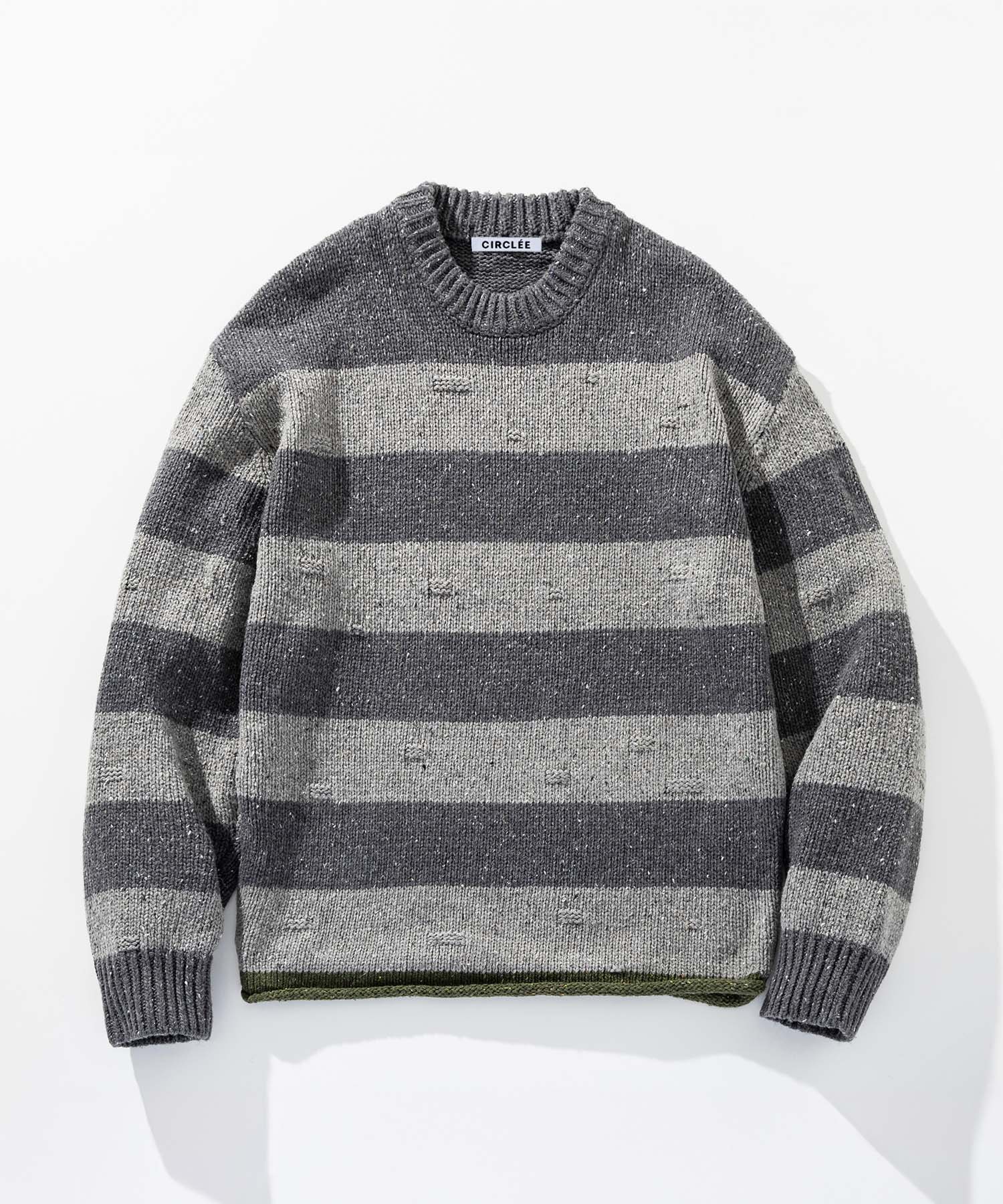 ソフトタッチ クルーネックボーダーニット