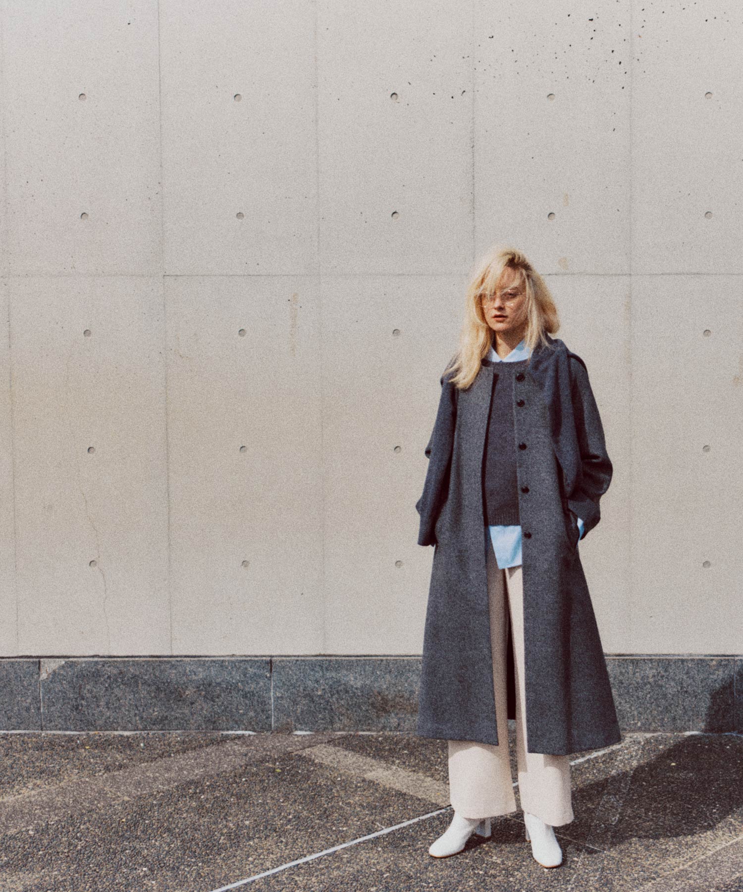 【3月中旬お届け予約商品】ヘリンボーンウールロングコート