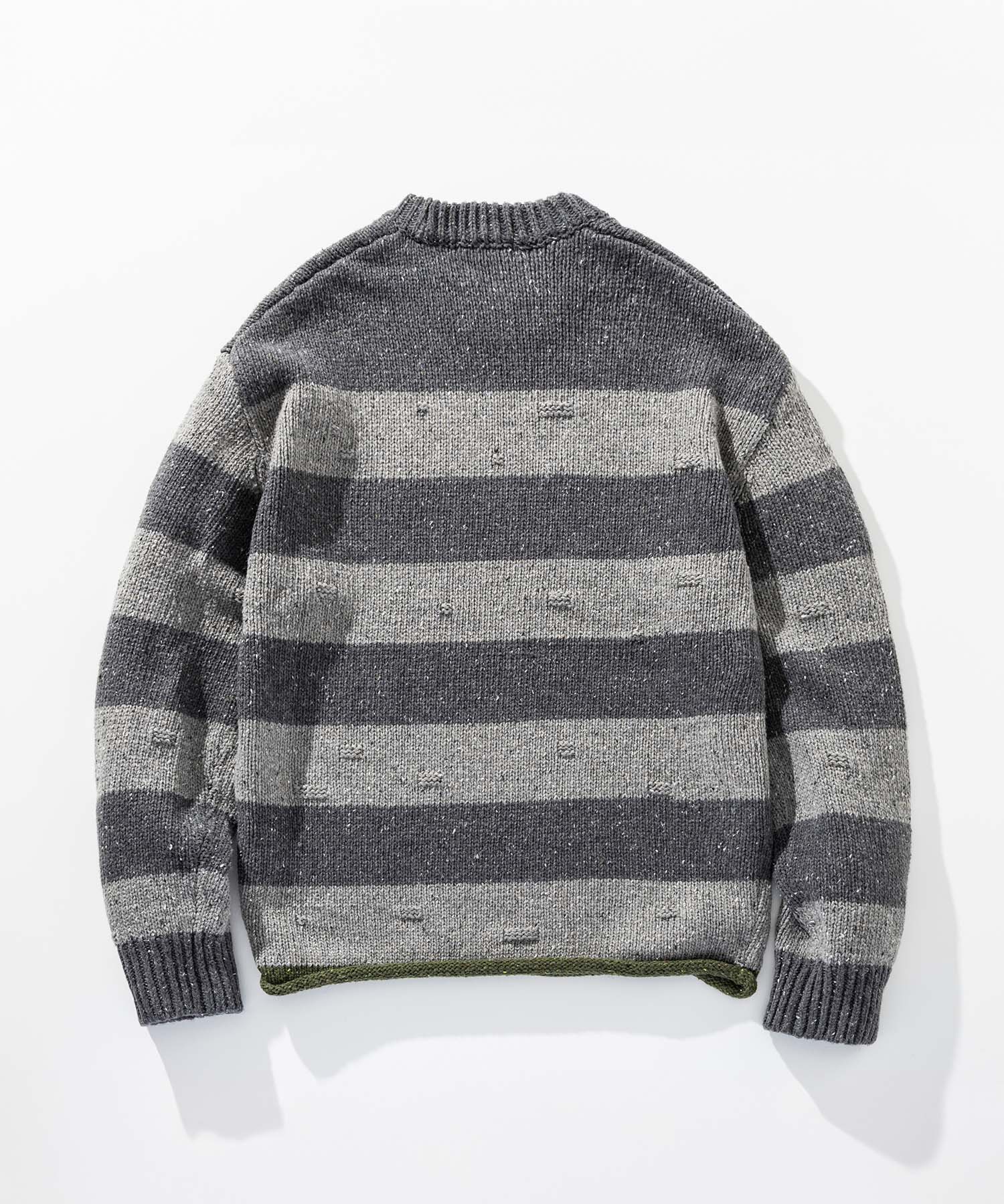 ソフトタッチ クルーネックボーダーニット