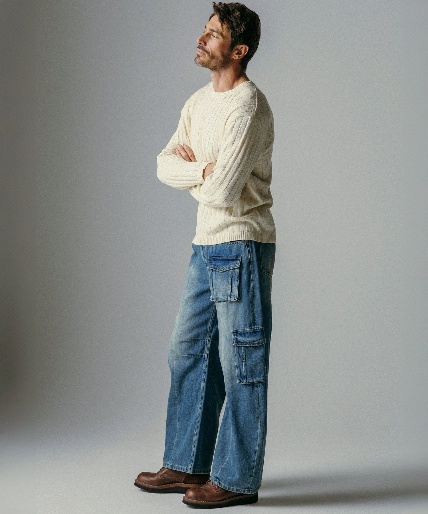 カーゴバルーン コットンデニムワイドパンツ