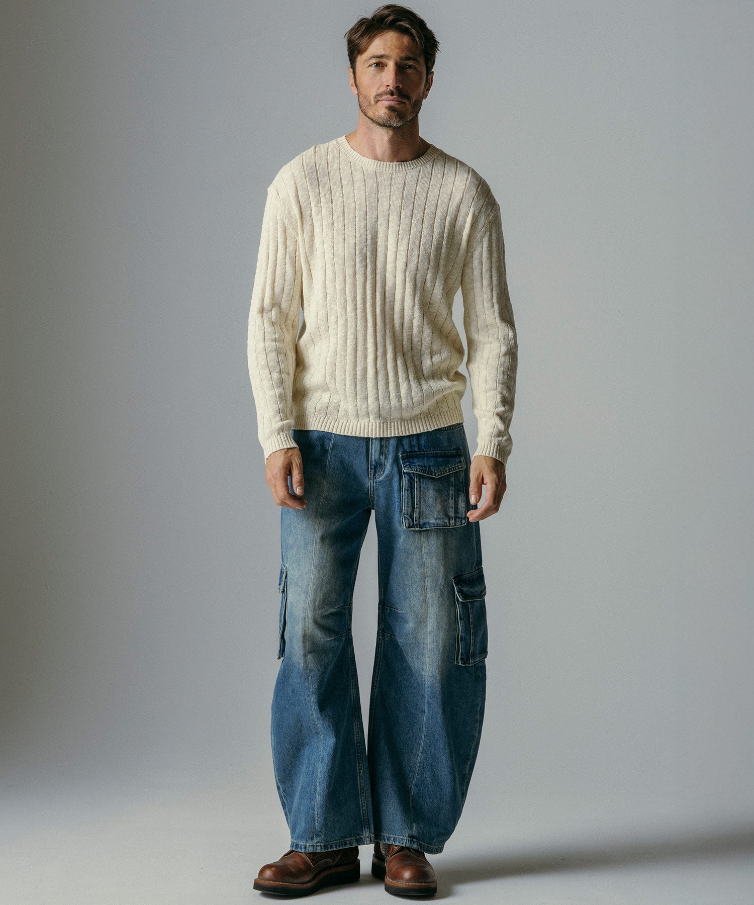 カーゴバルーン コットンデニムワイドパンツ