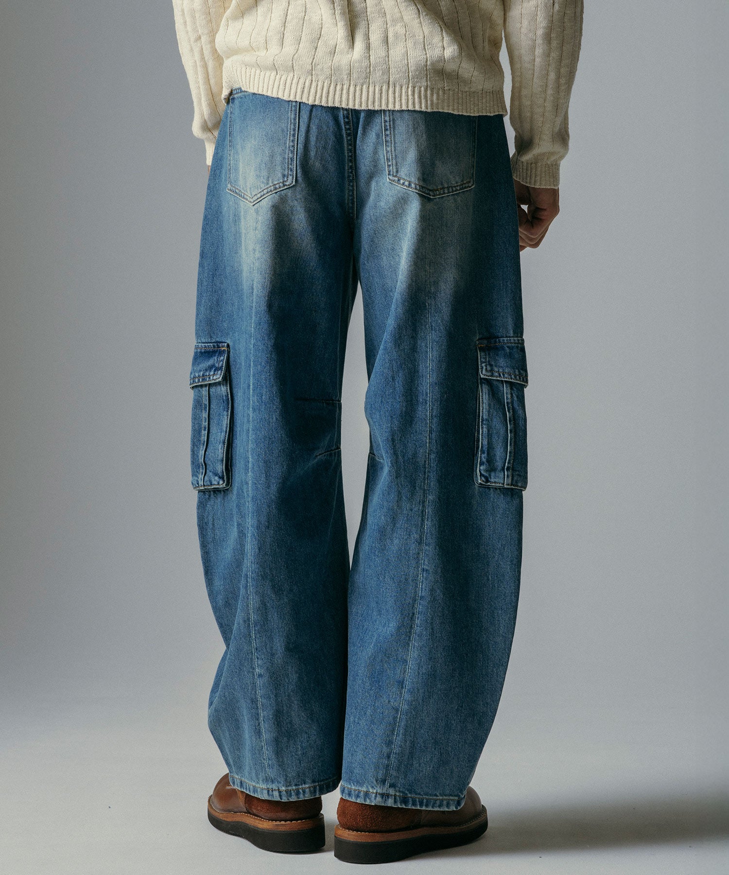 カーゴバルーン コットンデニムワイドパンツ