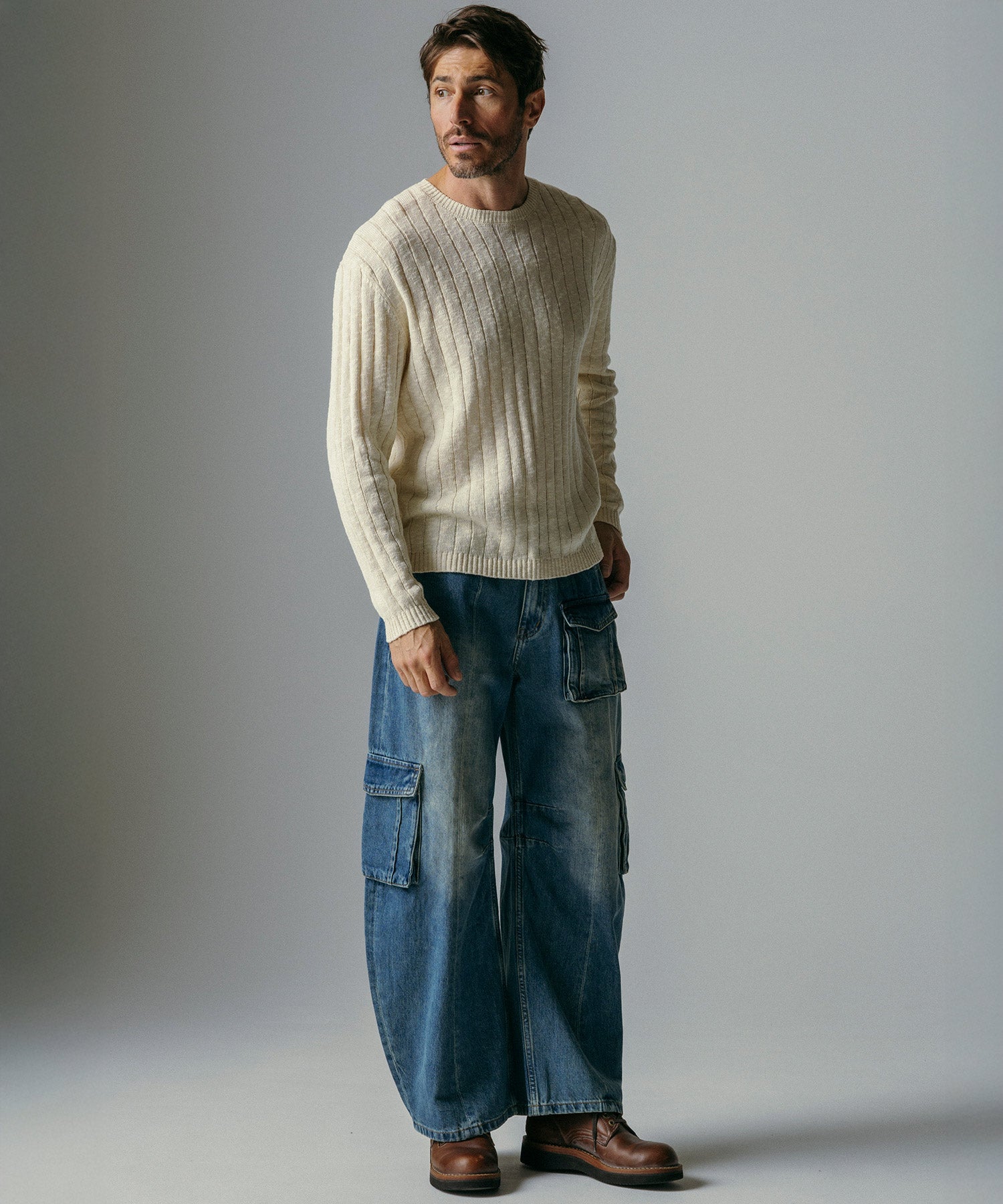 カーゴバルーン コットンデニムワイドパンツ