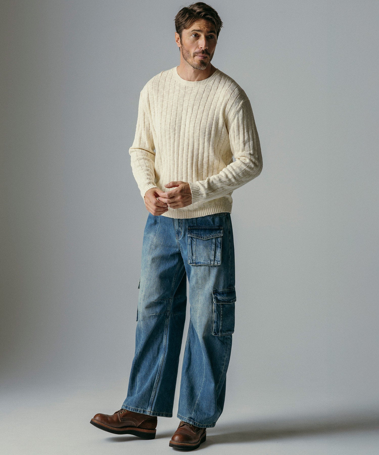 カーゴバルーン コットンデニムワイドパンツ