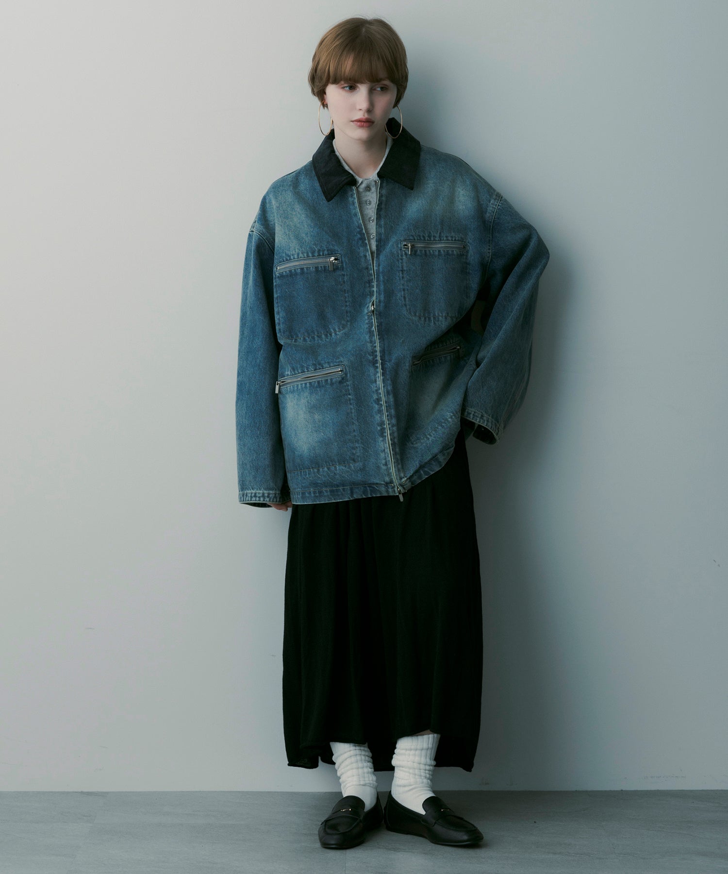 バイカラーデニムジャケット