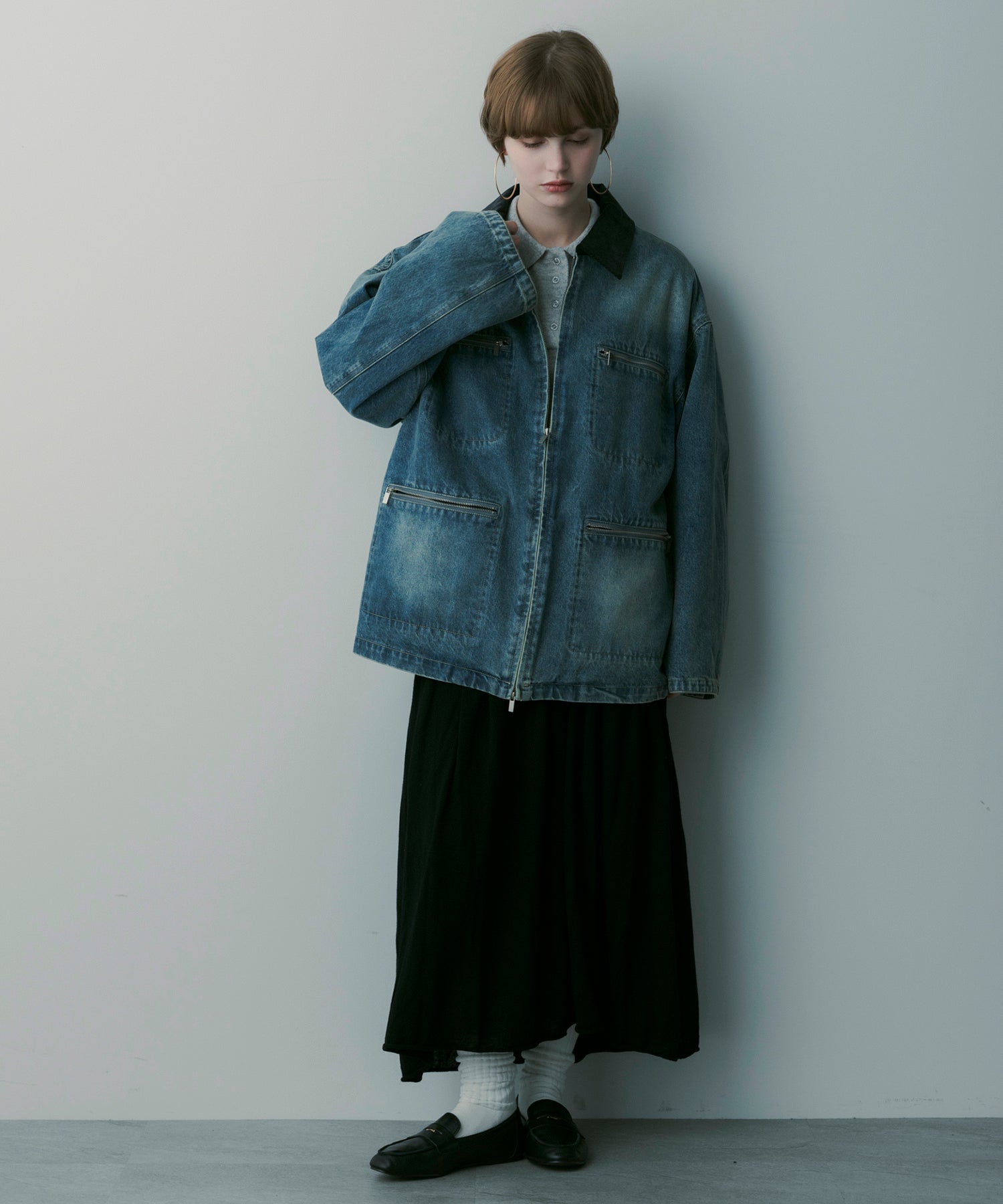 バイカラーデニムジャケット