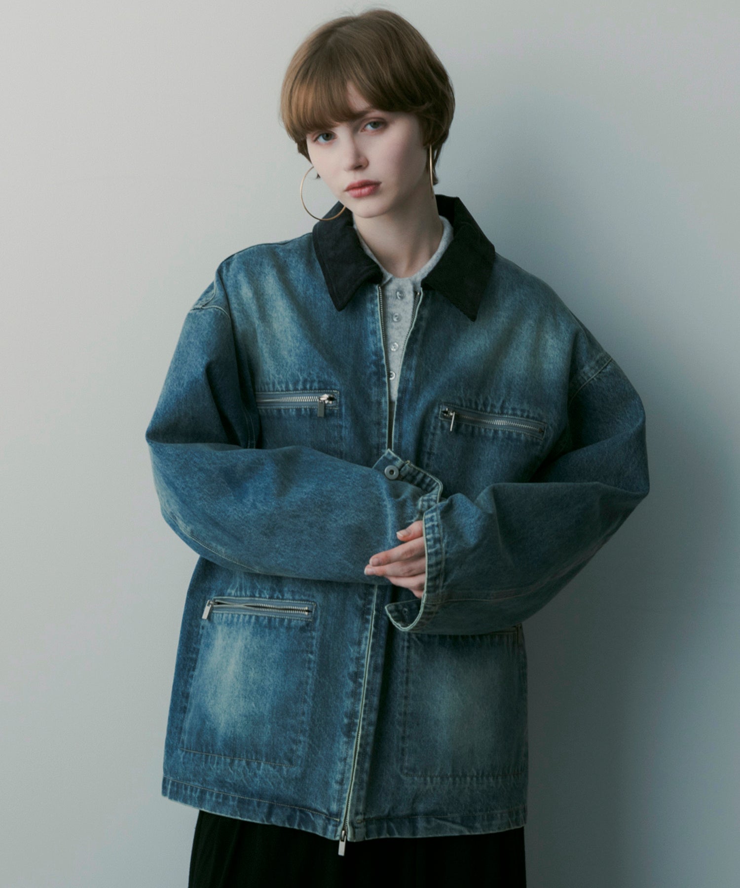 バイカラーデニムジャケット