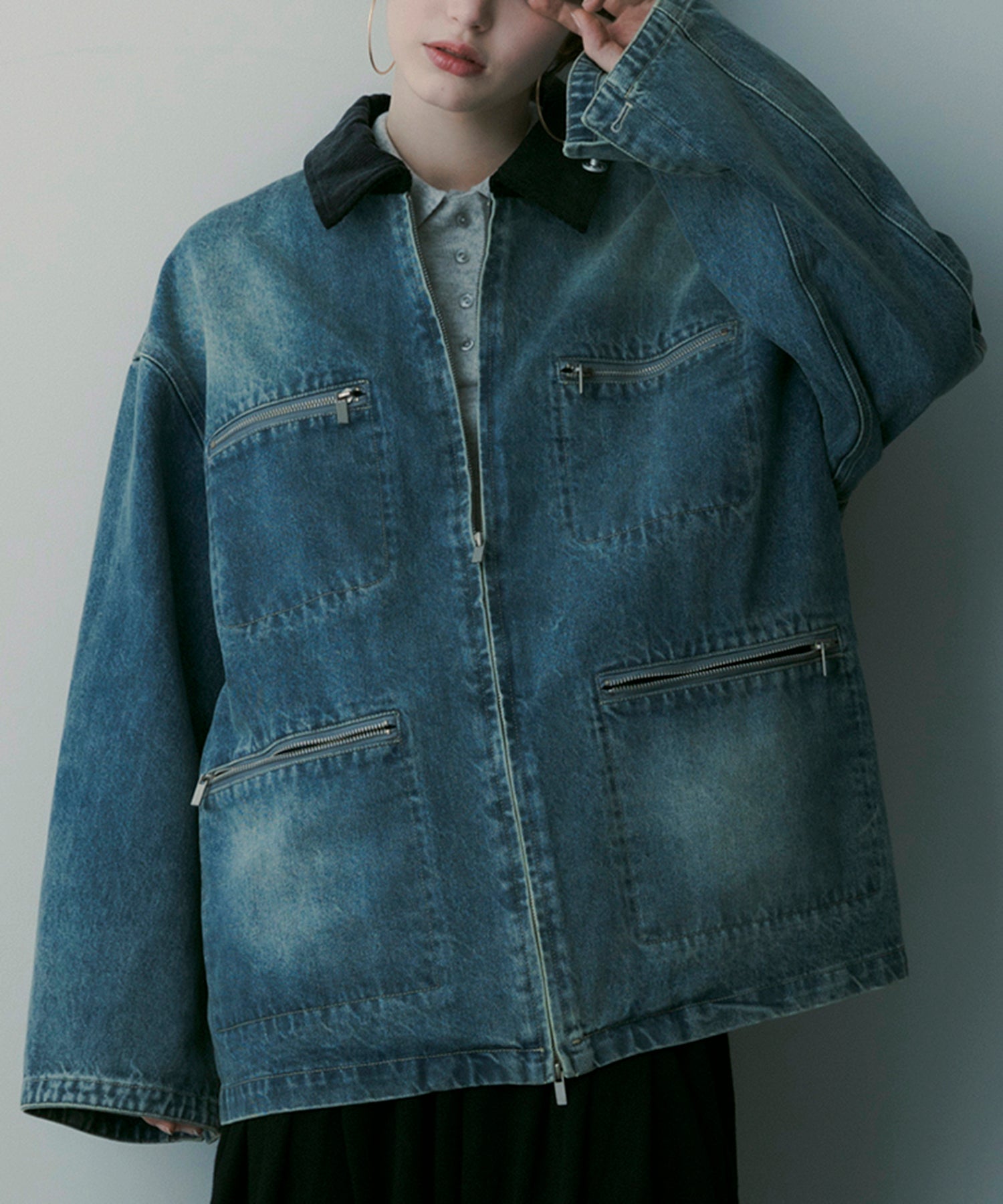 バイカラーデニムジャケット