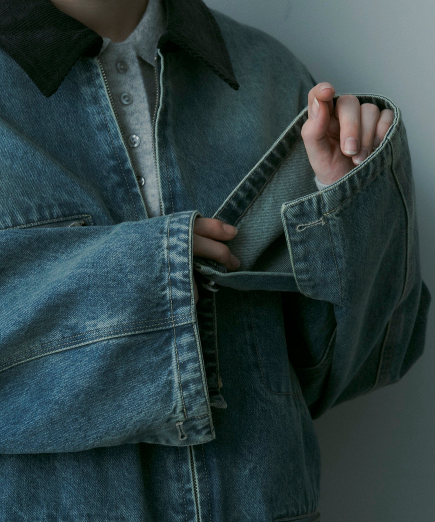 バイカラーデニムジャケット