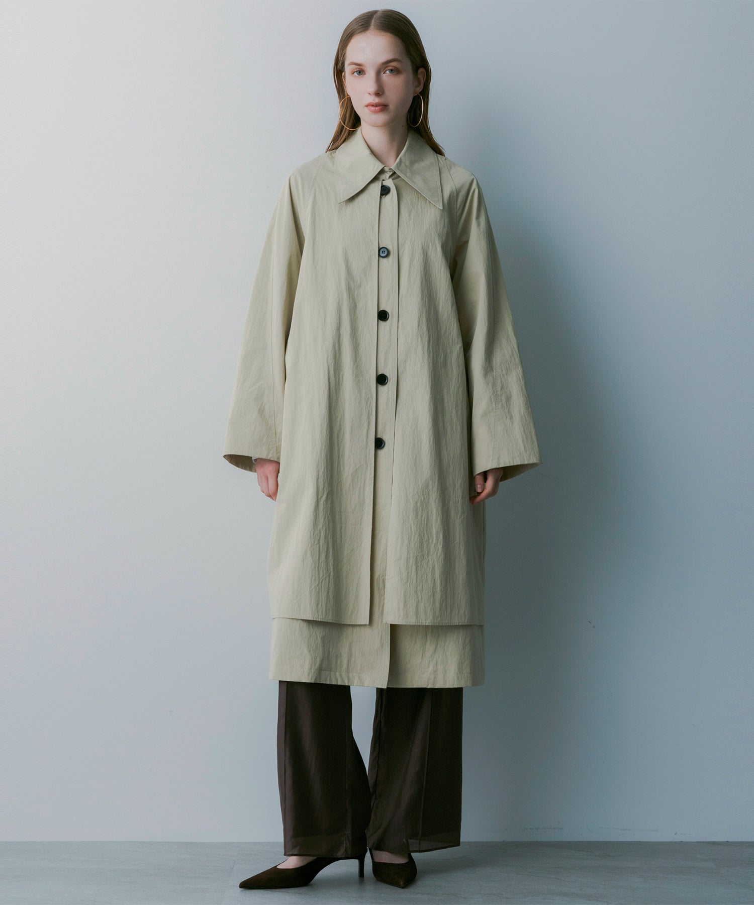 レイヤードロングコート