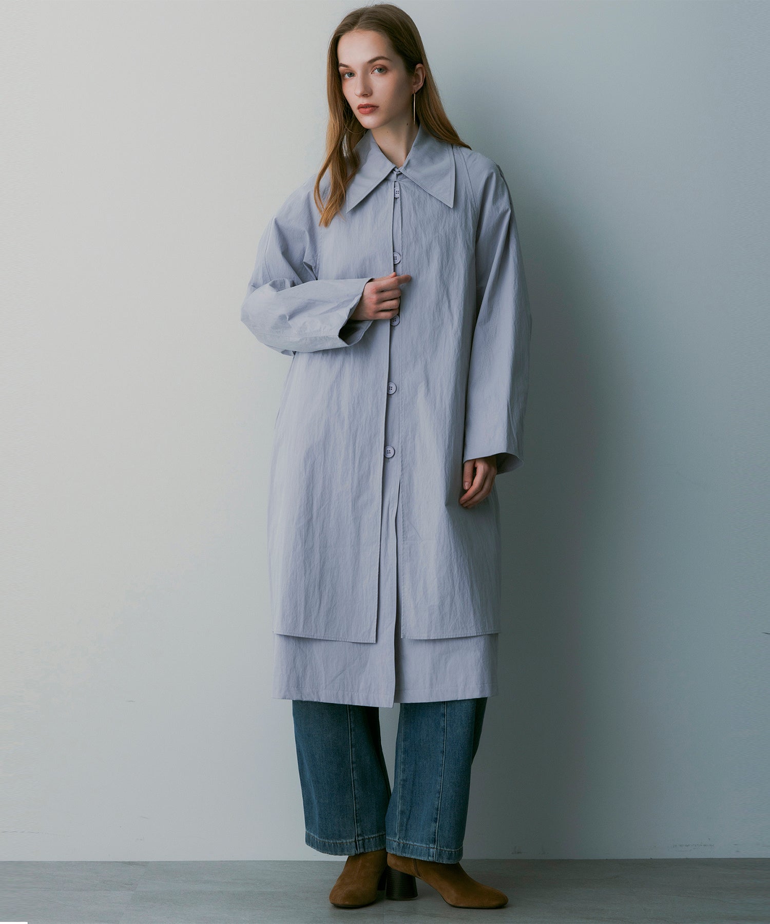 レイヤードロングコート