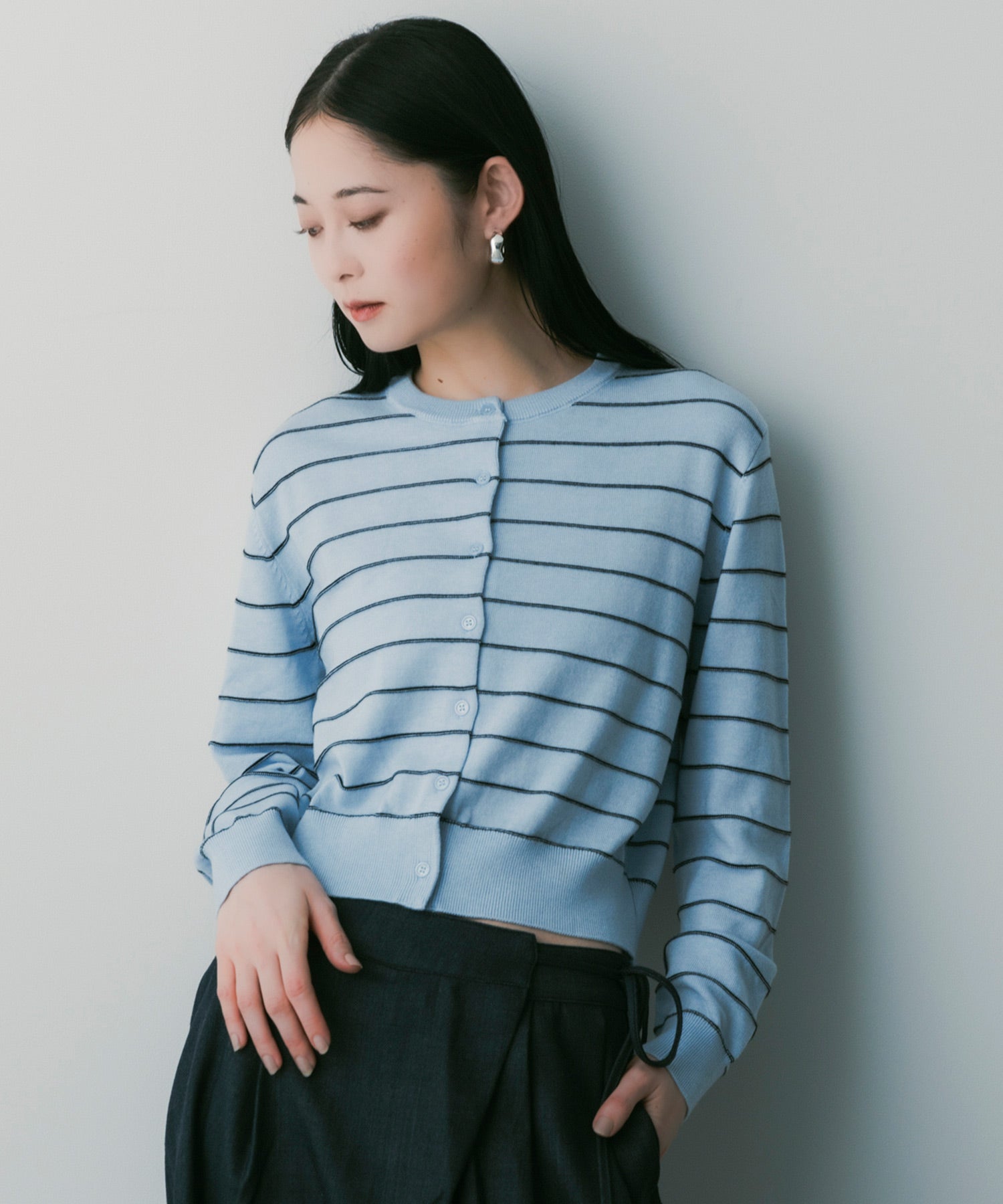 ボーダーニットカーディガン