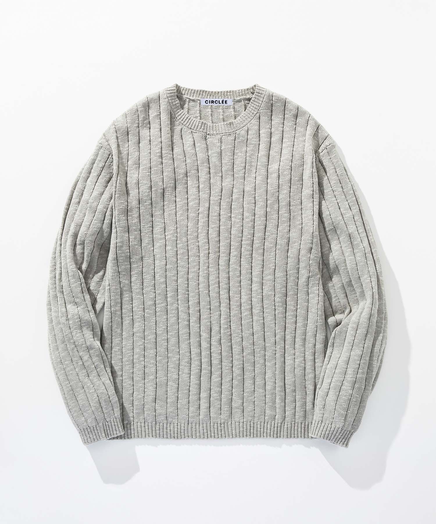 畦編みクルーネックセーター