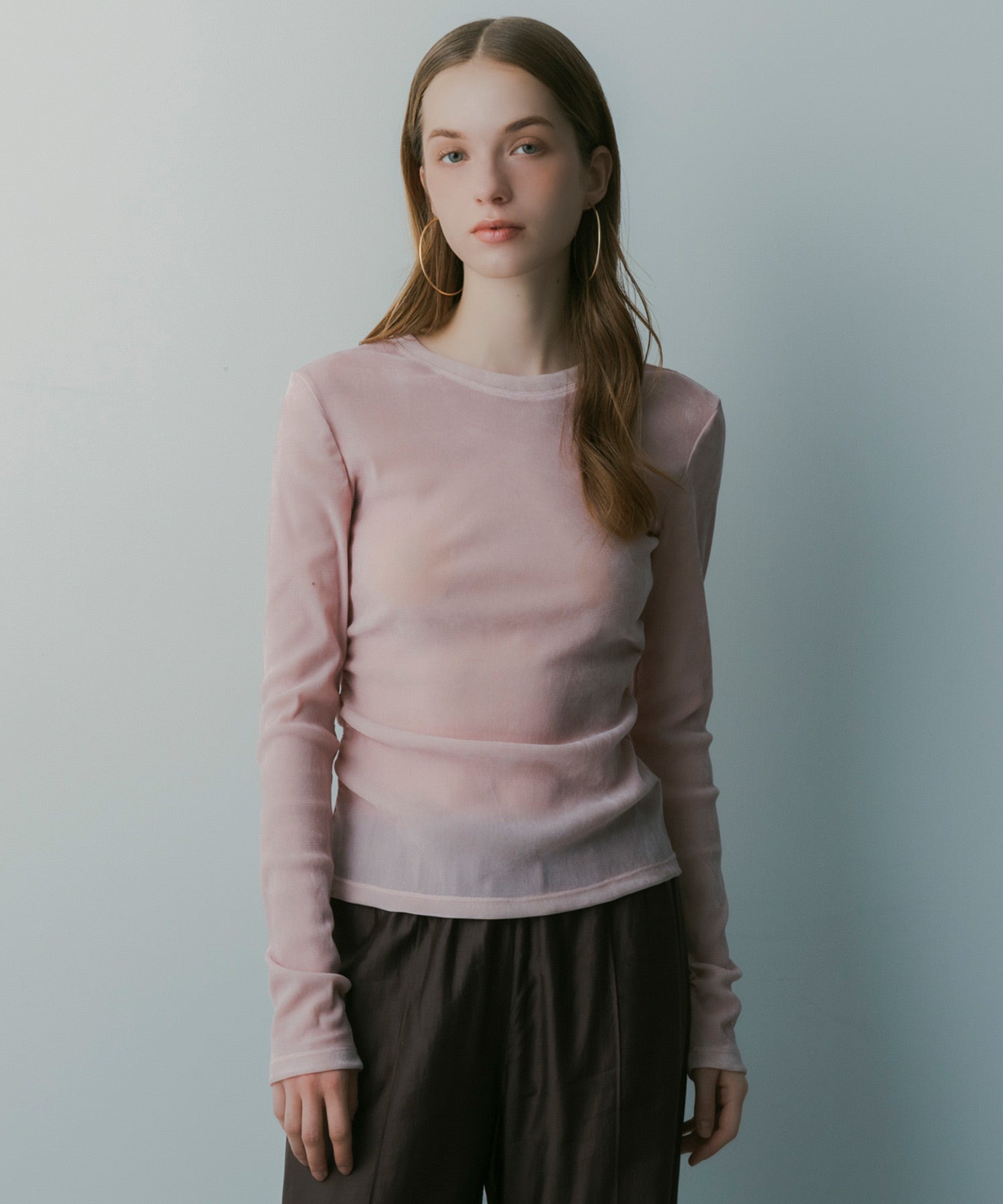 【3月中旬お届け予約商品】ロングスリーブ シアーベロアカットソー