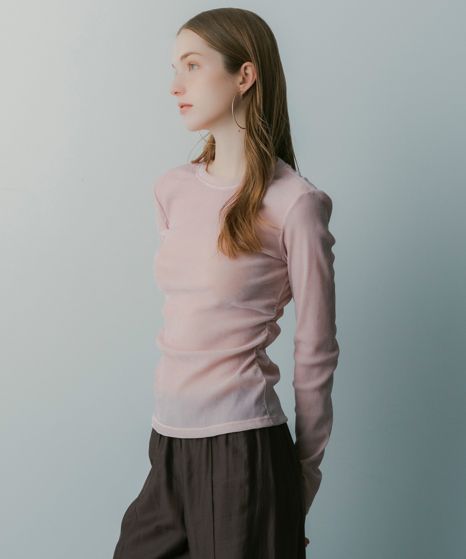 【3月中旬お届け予約商品】ロングスリーブ シアーベロアカットソー