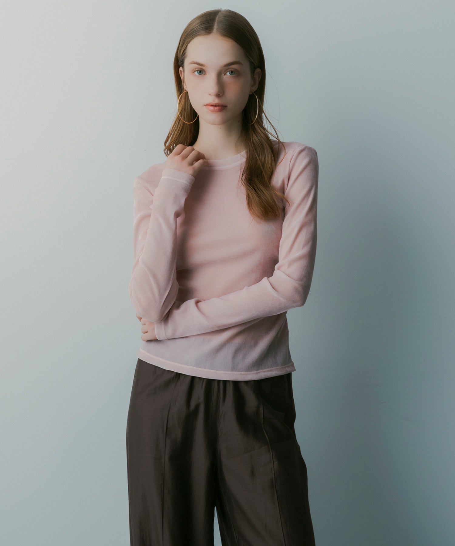 【3月中旬お届け予約商品】ロングスリーブ シアーベロアカットソー