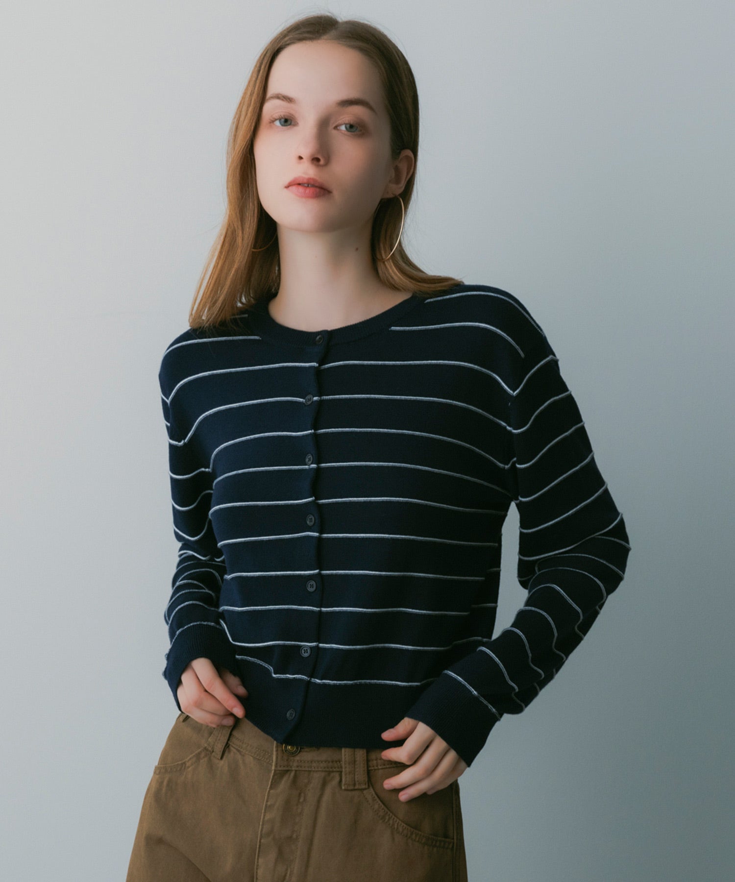 ボーダーニットカーディガン