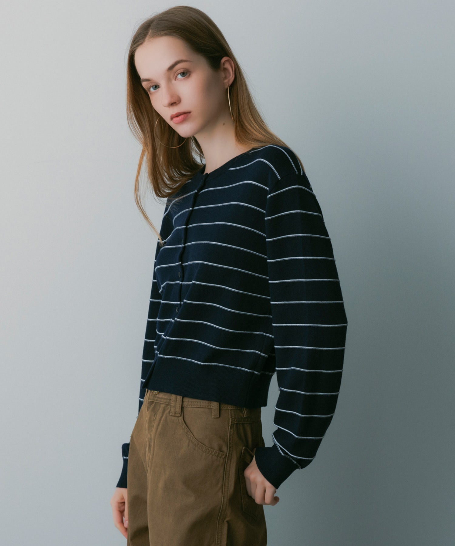 ボーダーニットカーディガン