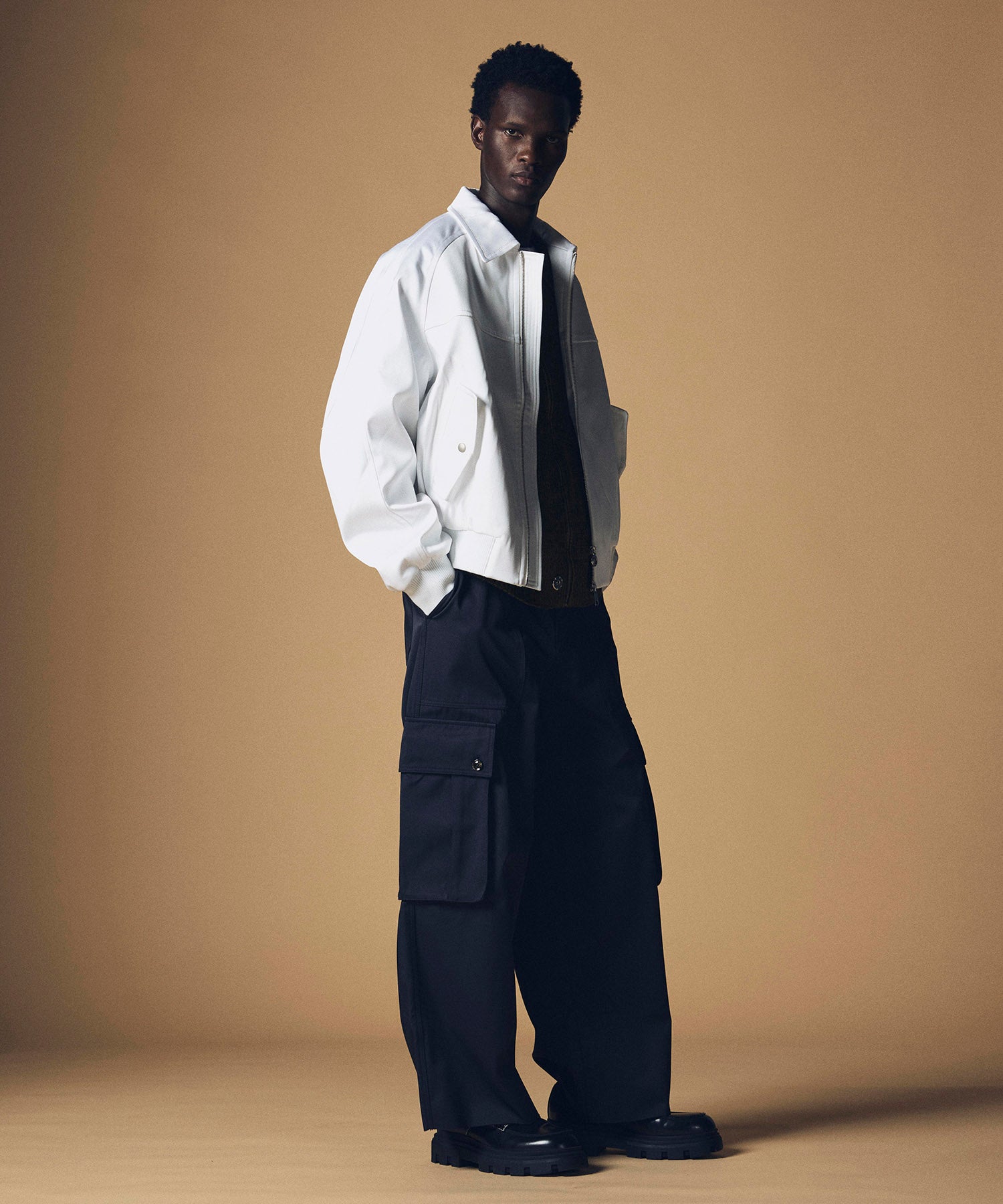 【12月上旬お届け予約商品】ハイウエスト ワイドカーゴパンツ