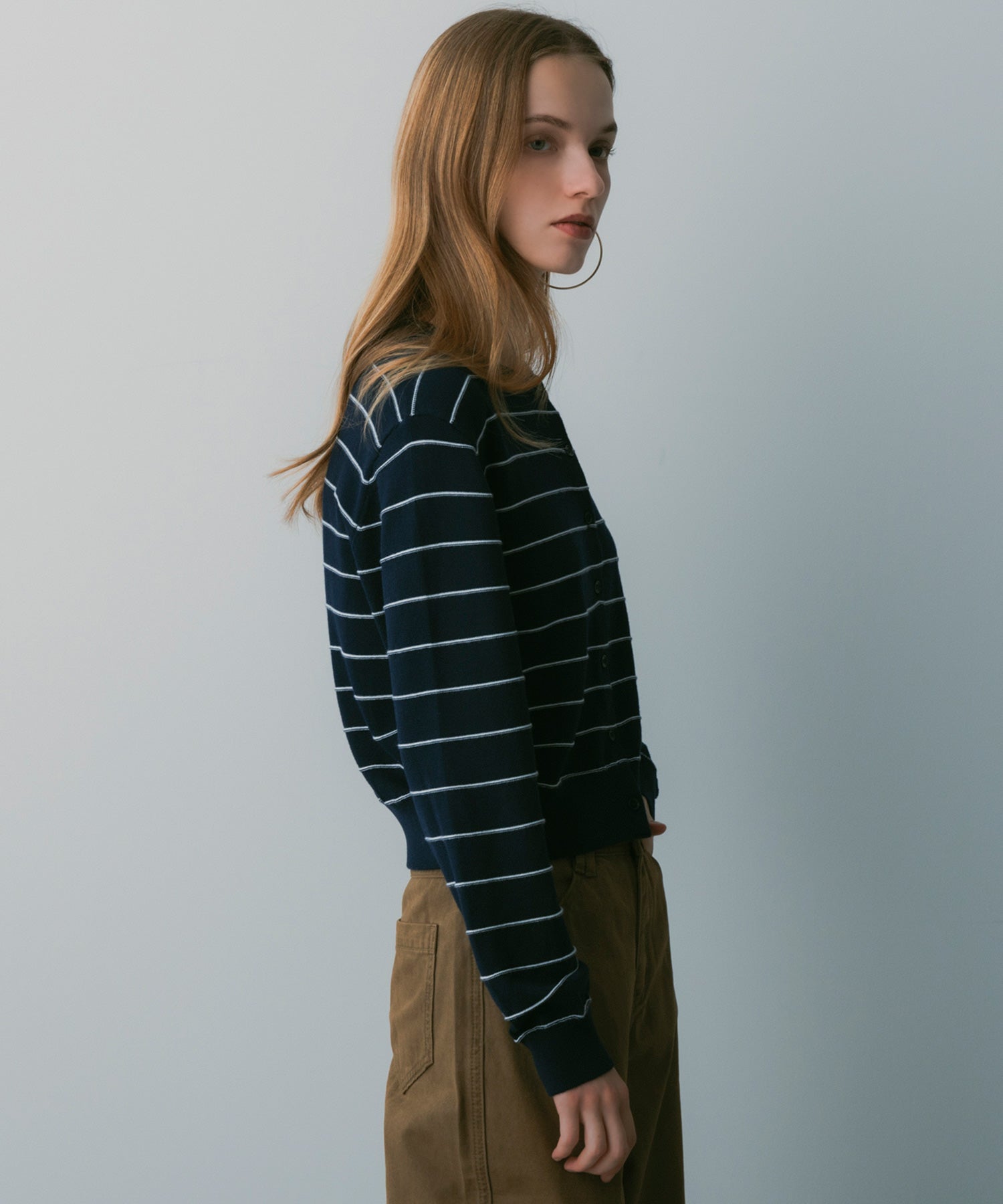 ボーダーニットカーディガン