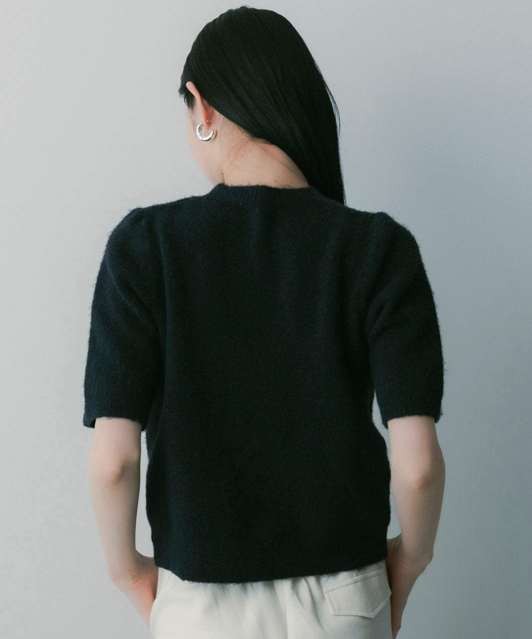 ウールブレンド ショートスリーブニット