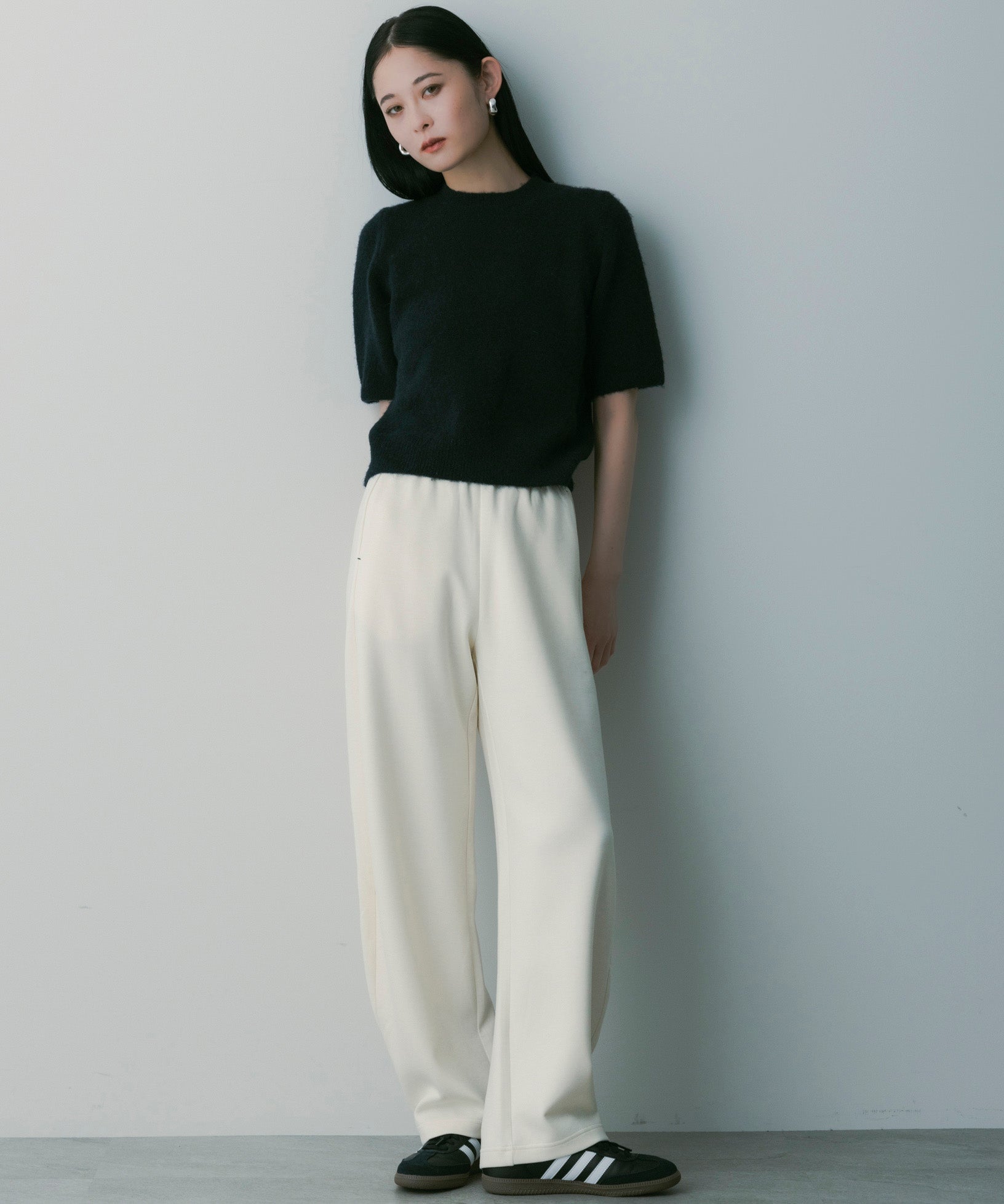 ウールブレンド ショートスリーブニット